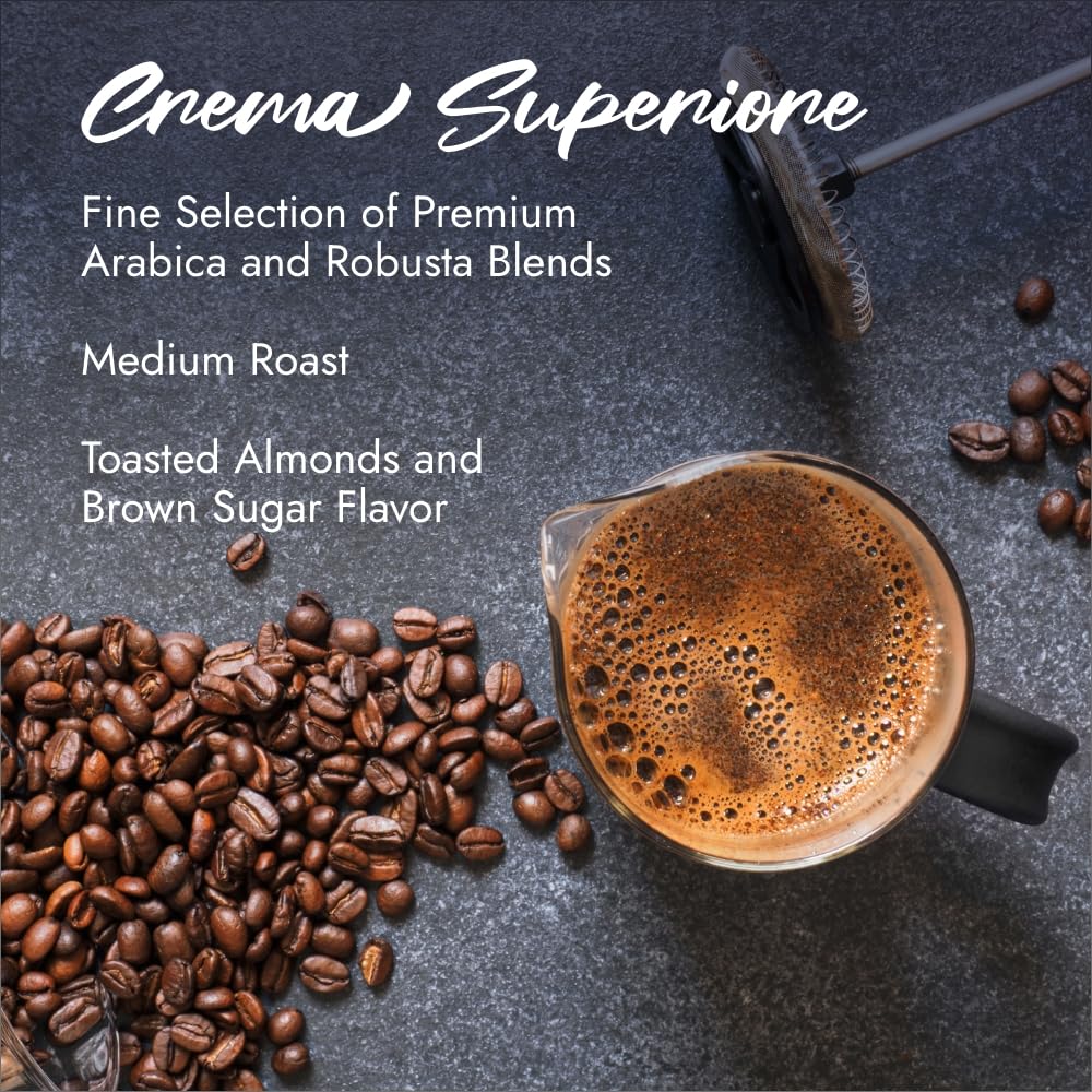 Caffè Borbone Crema Superiore Whole Bean Coffee, Arabica and Robusta Blend, Medium Roast, 2.2 lb Bag (Pack of 2)
