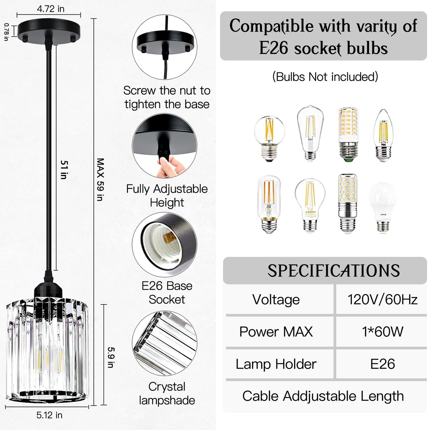 WKWKTOTO 3-Piece Pendant Lights Kitchen Island, Elegant Modern Island Lights for Kitchen with Crystal Glass – Luxury Kitchen Hanging Light for Kitchen Island, Dining Table, Entryway, Restaurant