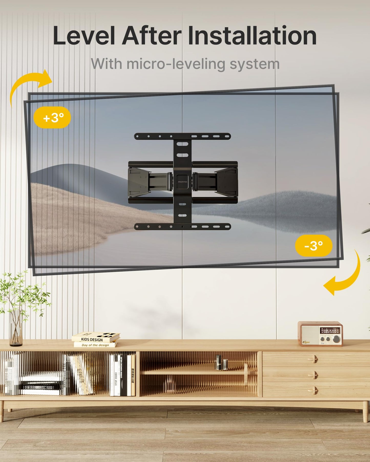 monTEK 0.77" Ultra Slim TV Wall Mount for 37-75 Inch TVs, Thin Low Profile Full Motion TV Wall Mount with Articulating Dual Arms, 4X Weight Tested, Max VESA 400x400mm, Fits 16/18" Studs
