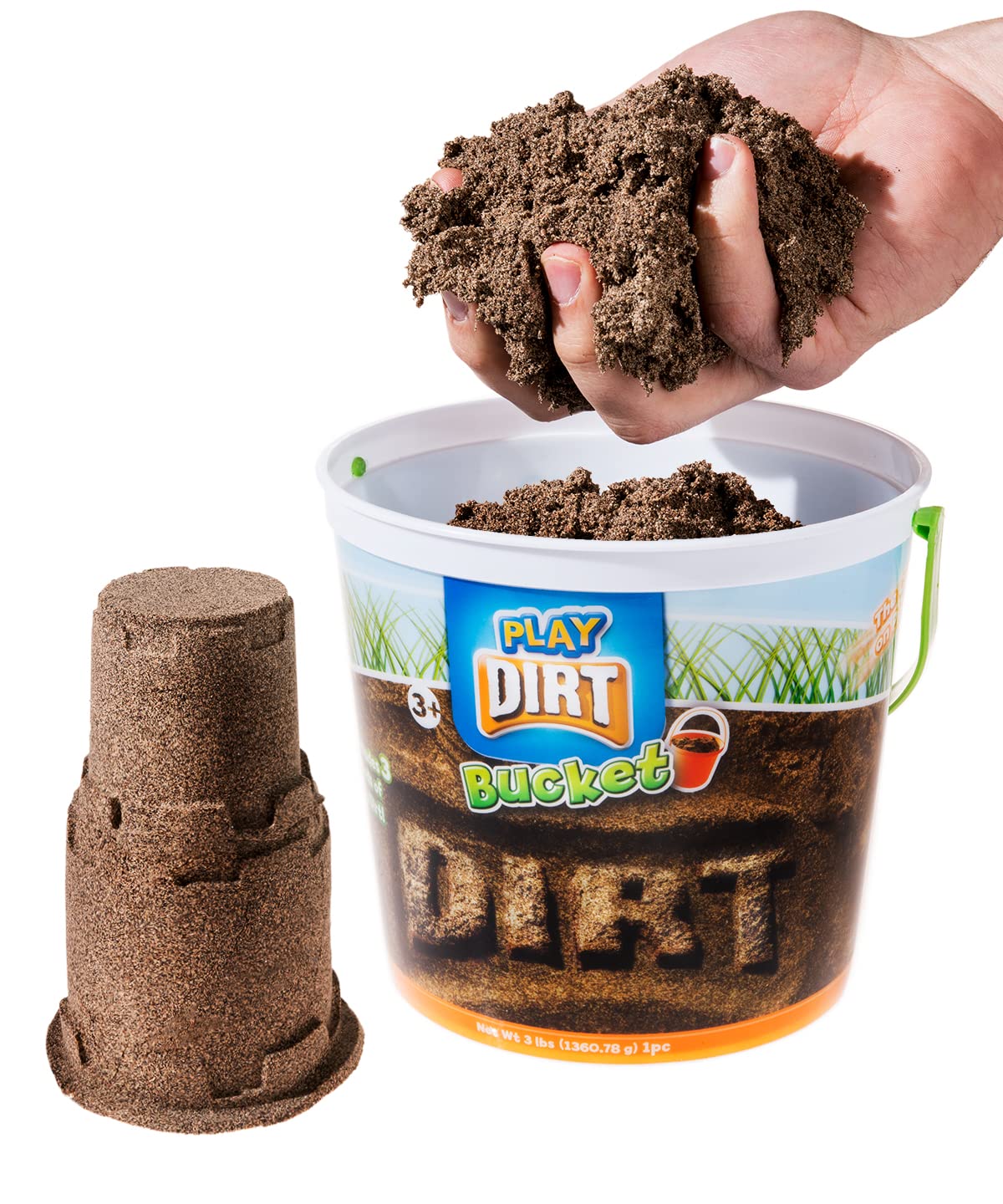 Play Dirt Bucket (3 Lb) - Unique Kinetic Dirt-Like Sand for Burying and Digging Fun by Sands Alive