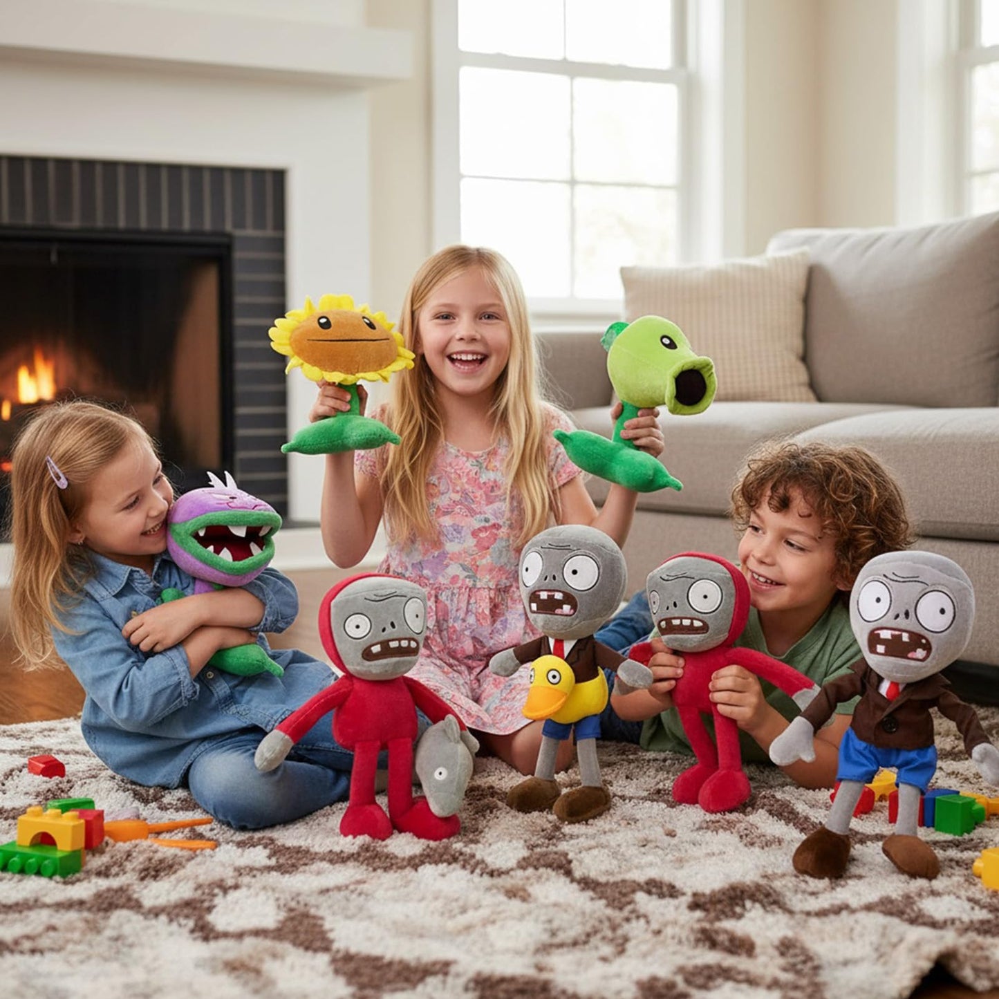 6Pcs Plants vs Zombies Plush Toys Zombie Sets,Ducky Newspaper Dolphin Zombie,Sunflower Chomper Peashooter Plant Soft Plants vs Zombies Toys PVZ Plush 1 2 for Birthday,Party,Halloween & Christmas