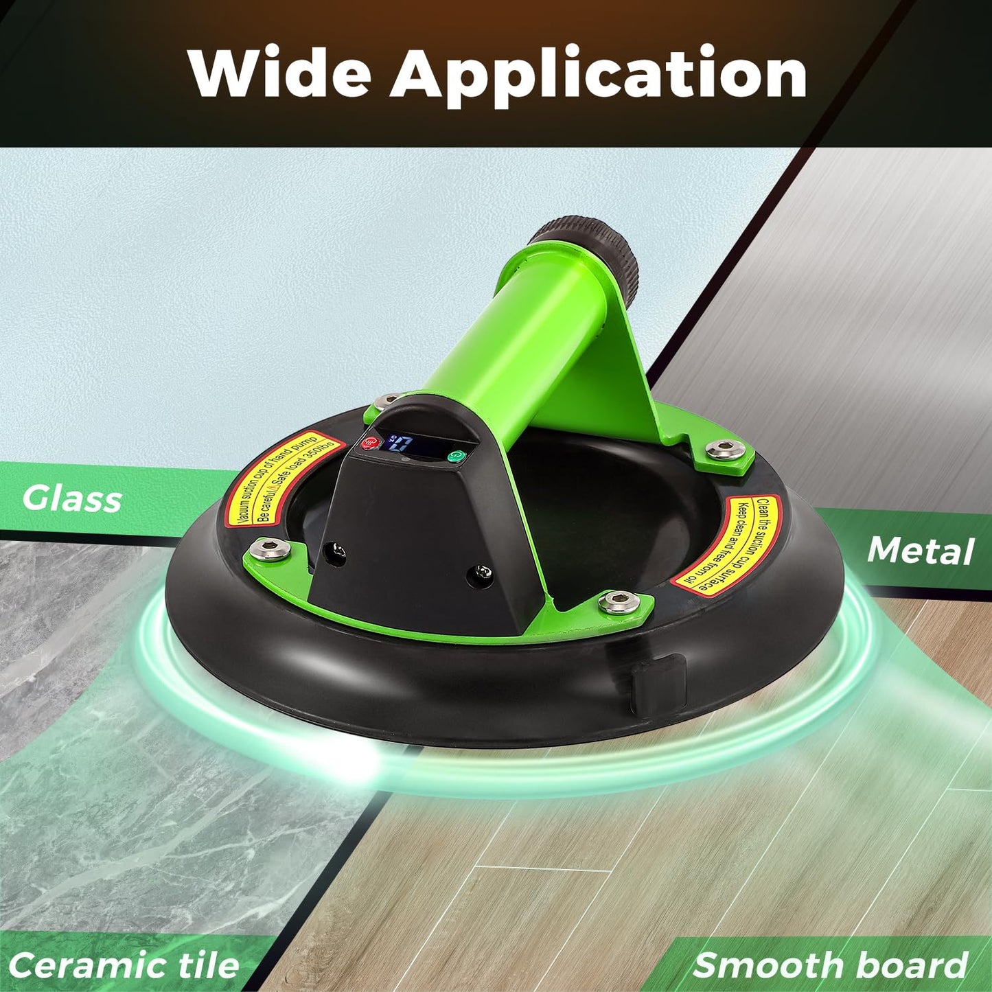 Bonvoisin 2 Pack Electric Glass Suction Cups 8" Auto Stop/Suction Vacuum Cups with Metal Handle for Glass Ceramic Tile Metal Smooth Board Marble Windshields