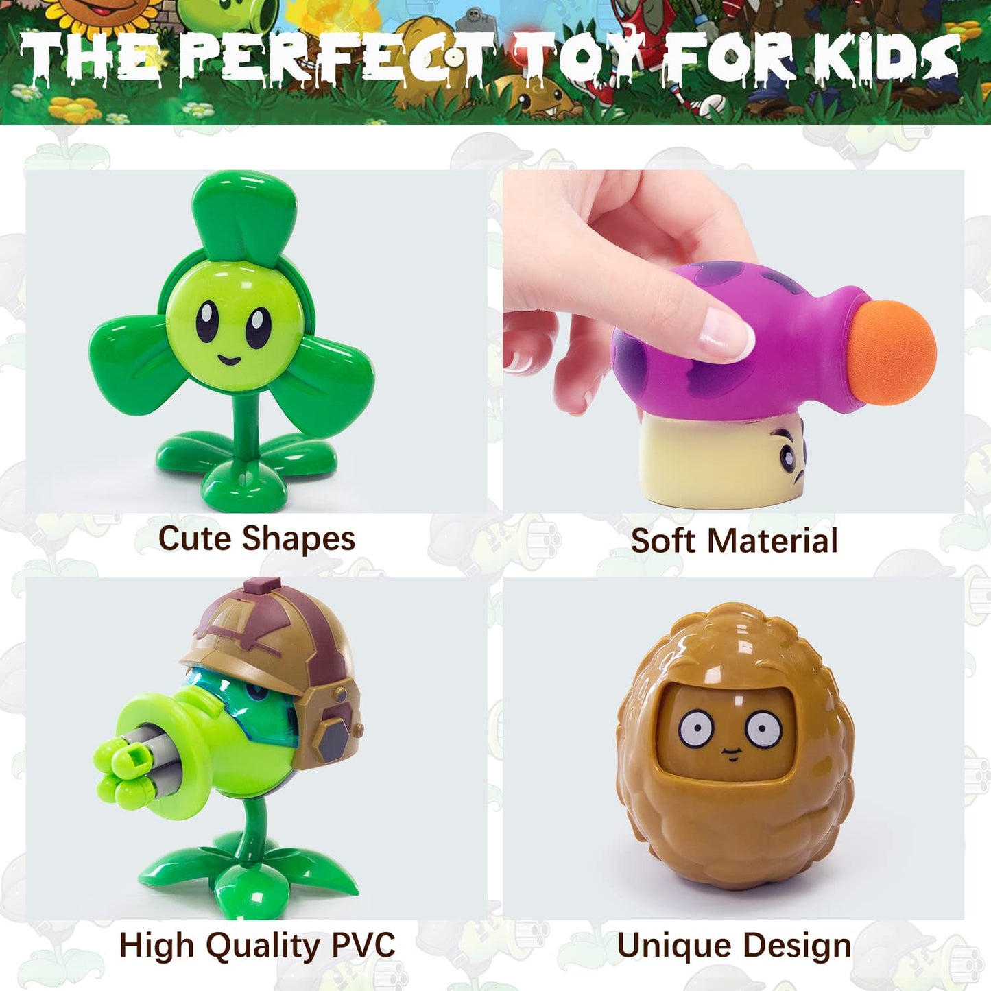 Maikerry Plants and Zombies Toys 7pcs PVZ Figurines Set Game Great Gifts for Kids and Fans,Birthday and Christmas Party