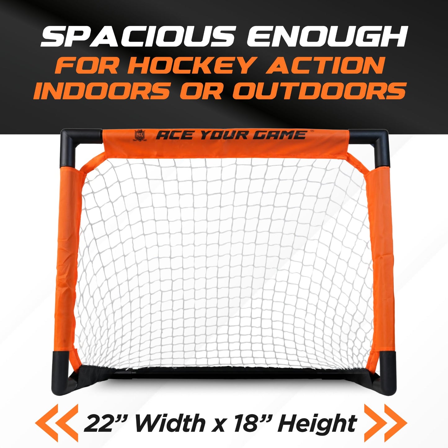 ACE HOCKEY - Mini Knee Hockey Set - Complete 4-Player Indoor/Outdoor Kit - 2 Goals, 4 Sticks, 6 Foam Balls