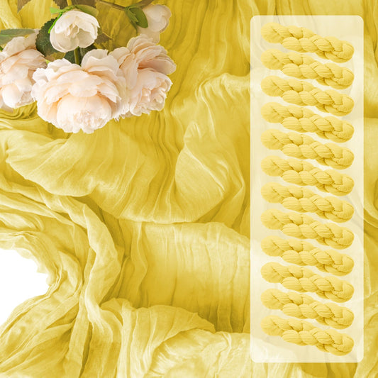 12 Pack Light Yellow Spring Easter Table Runner 10FT Yellow Cheesecloth Table Runner 21x120 inch Boho Gauze Cheese Cloth Table Runner Rustic Sheer Table Runner for Wedding Bridal Baby Shower Decor