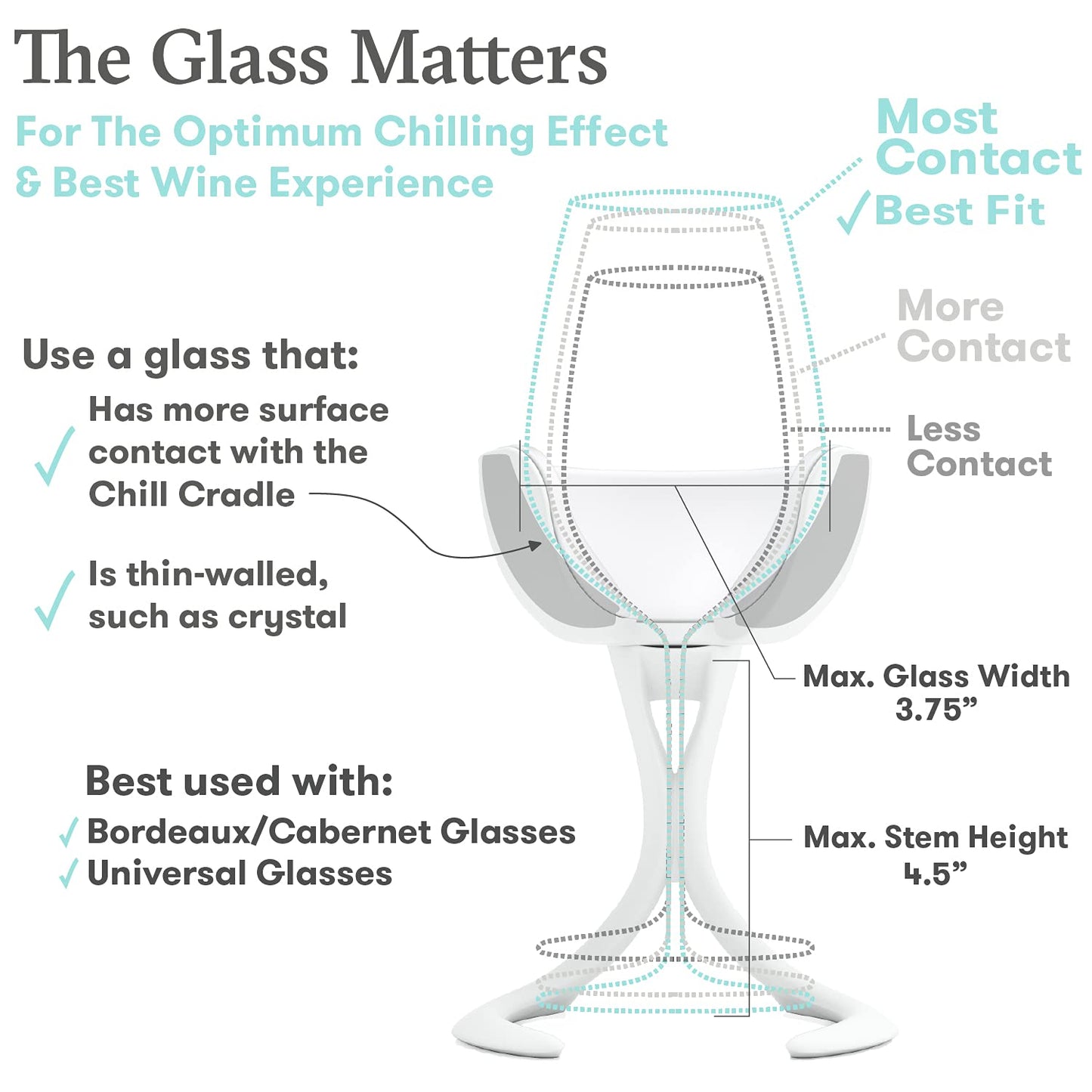 VoChill Stemmed Wine Glass Chiller | Made in USA | Radically cool wine tool – keeps wine perfectly chilled in your glass | Refreezable Chill Cradle actively chills (Sand, Perfect Pair)