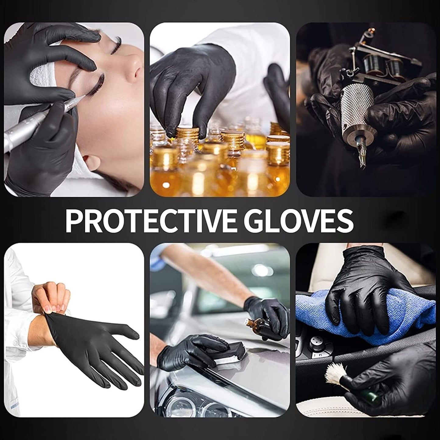 Intco Basic Medical Black Nitrile Exam Gloves 4.5 Mil - Latex-Free & Powder-Free - NGPF 1046 (Case of 1,000), Large