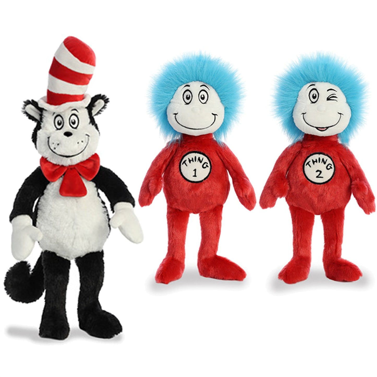 Aurora Plush Bundle of 3 20" Cat in the Hat and 12" Thing 1 & 12" Thing 2