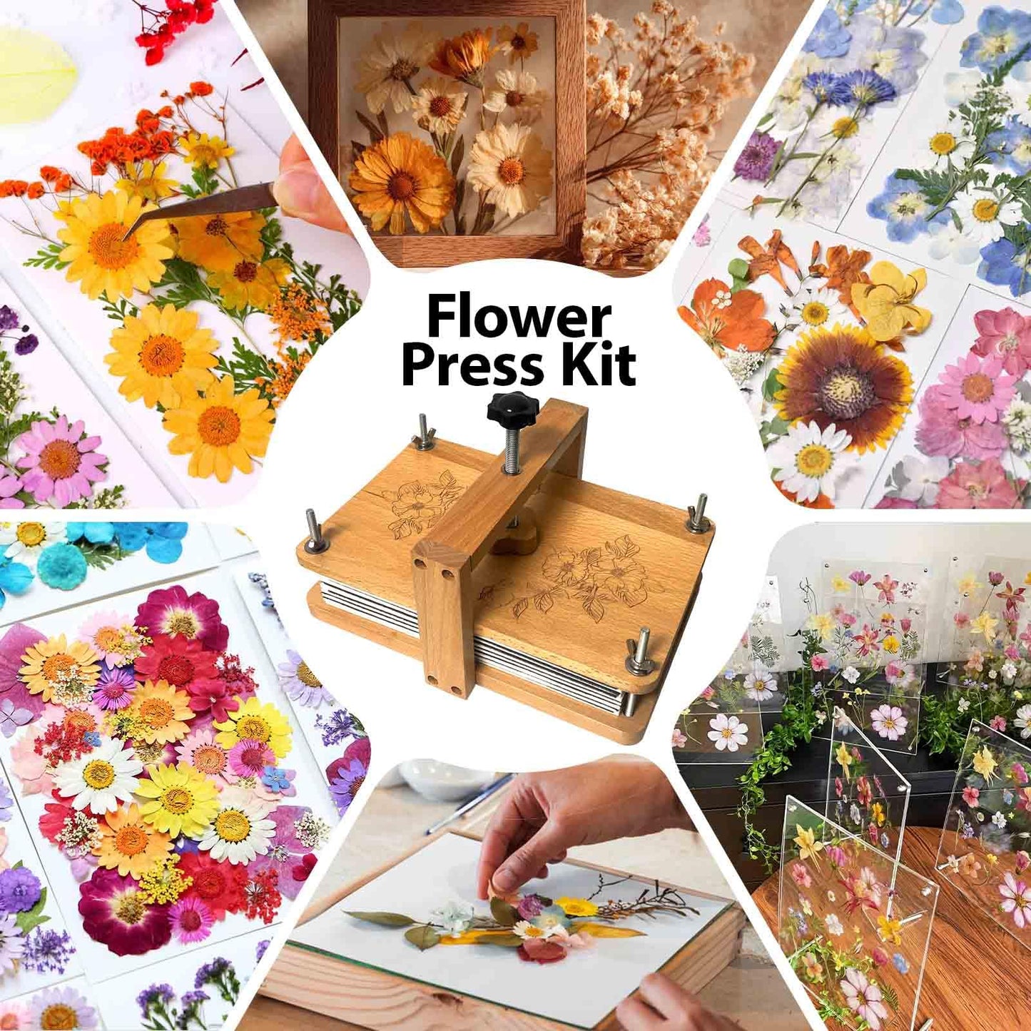 Gkesgm Large Flower Press Kit - 6 Layers 11" x7" Even Pressure for DIY Arts, Pressing for Adults, Dried Plant Preservation for Craft Lover,ZFO-002