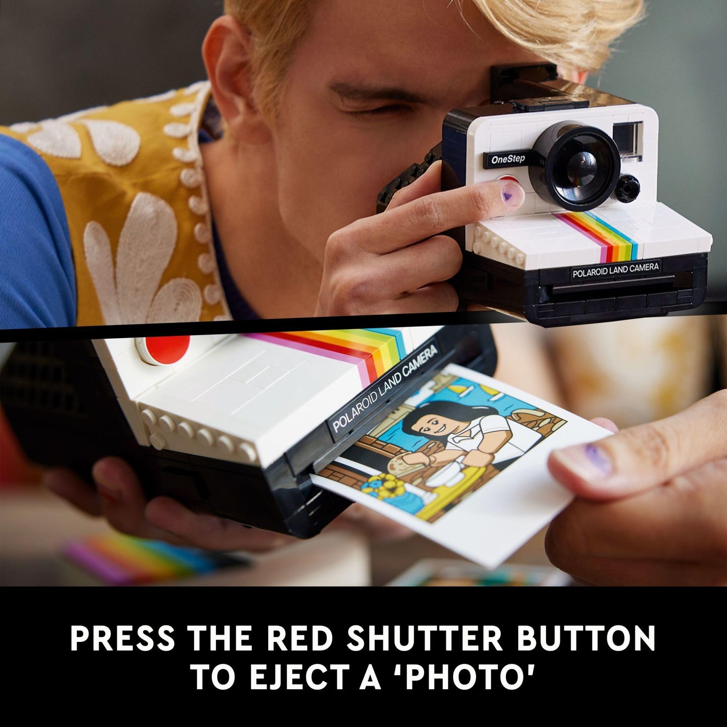 LEGO Ideas Polaroid OneStep SX-70 Building Set for Adults - Vintage Polaroid Model DIY Craft Kit, Ages 18+ - Gift for Birthdays - 21345