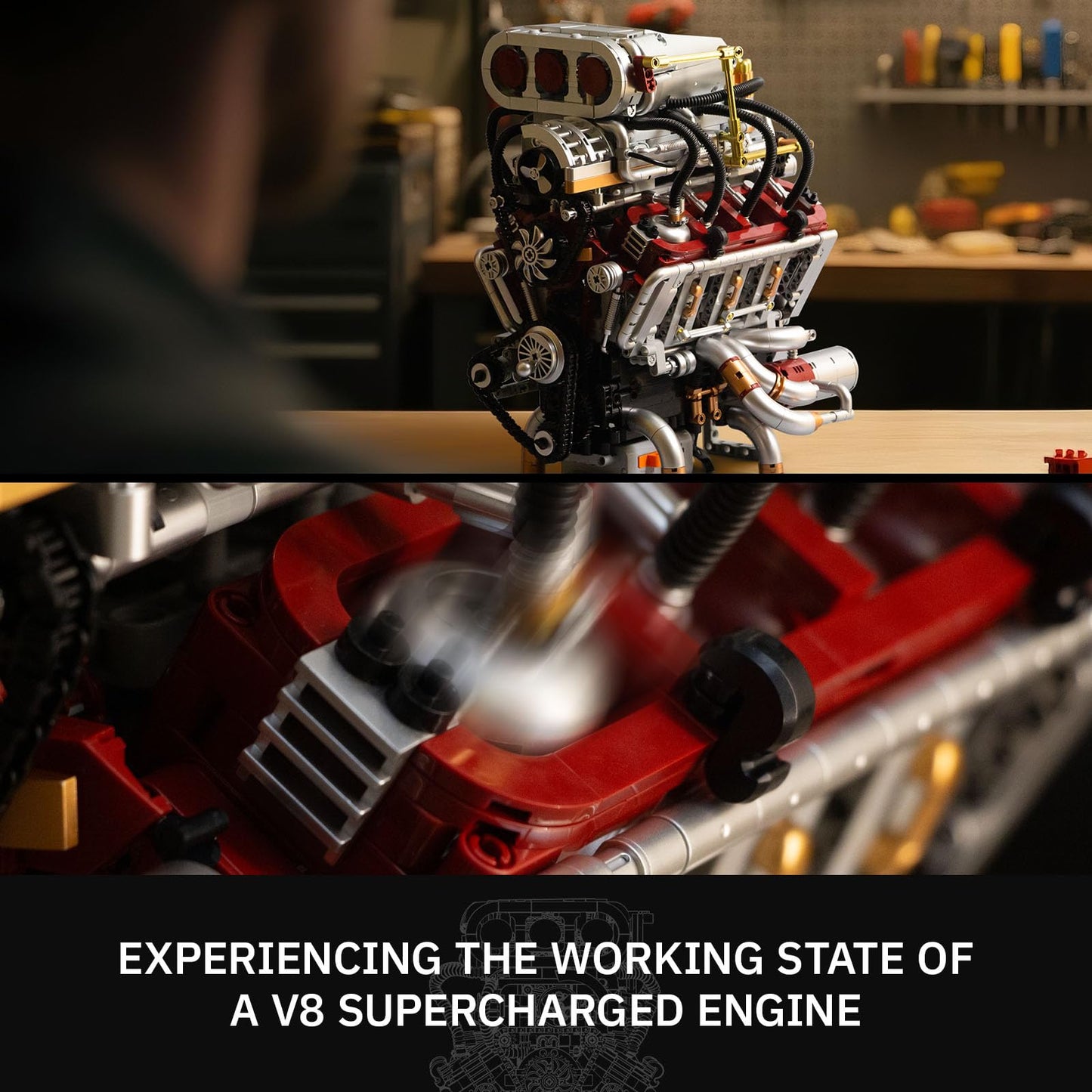 Maspingmu V8 Engine Building Kit for Adults, Build Your Own MOC V8 Engine Model Toy for Display, Compatible with Lego Sets for Adults, STEM Building Project for Muscle car Enthusiasts (2347 PCS)