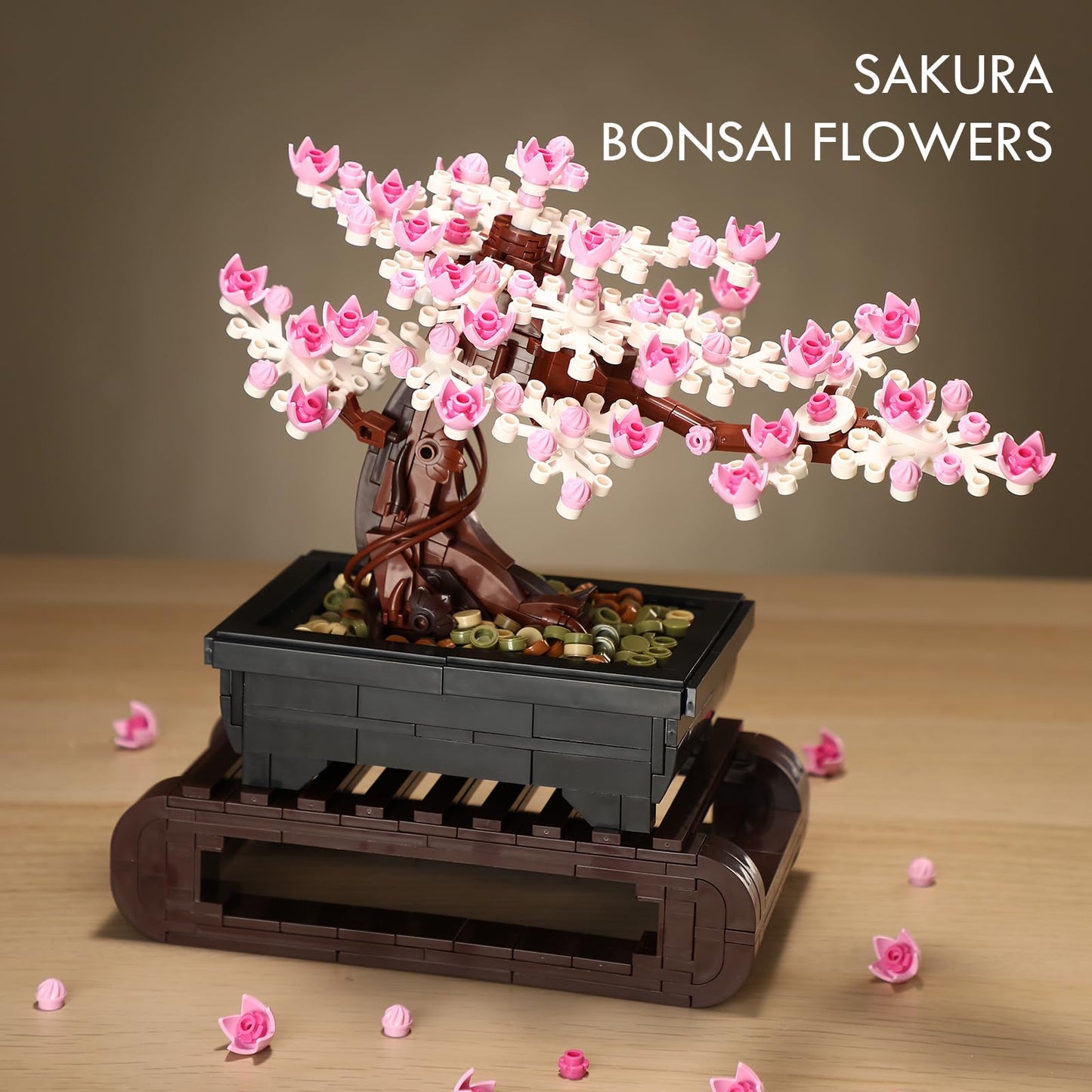 Cherry Blossom Tree Building Sets,Le-go Bonsai Tree Sets for Adults,3 in 1 Botanical Collection DIY Plant,Gift for Home Decor and Office Art