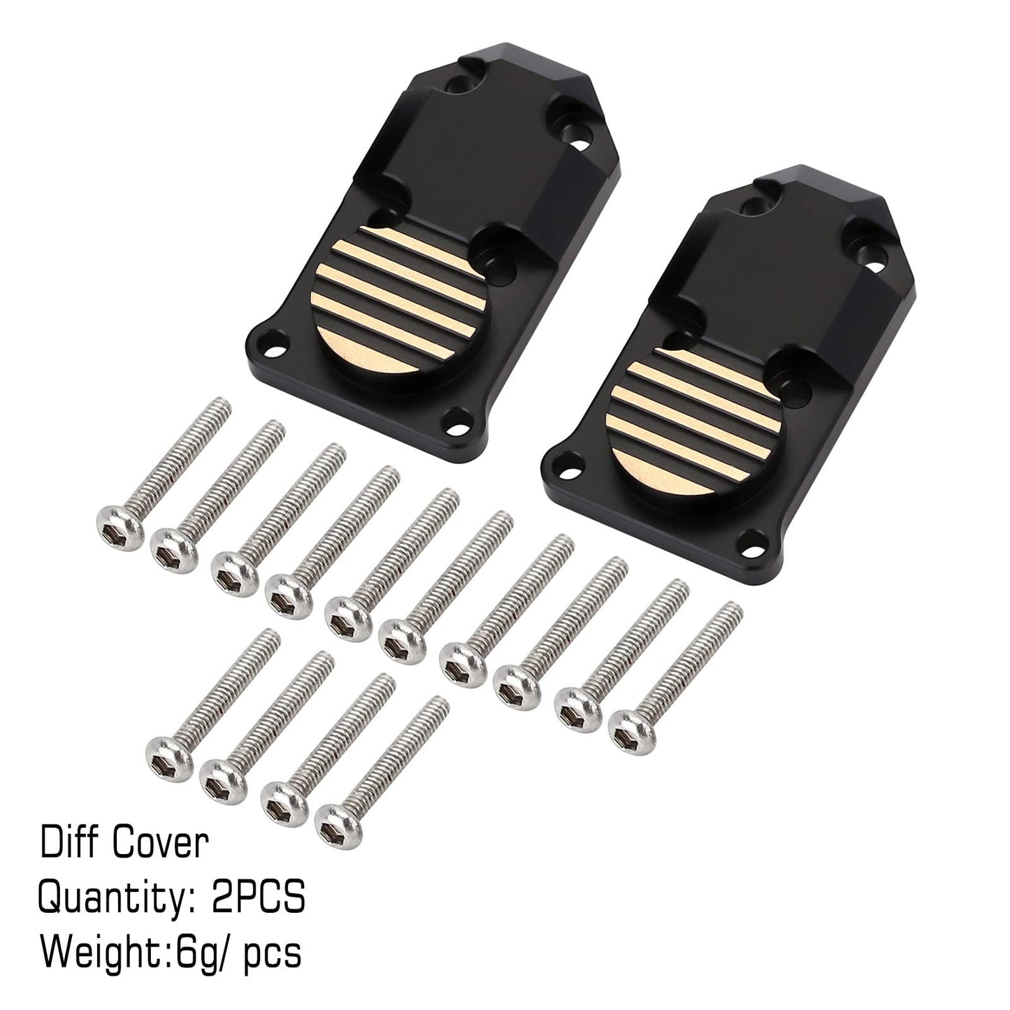 INJORA RC Black Brass Upgrades Steering Knuckle,Diff Cover and Steering Rod Tie Links Set for 1/24 RC Crawler Car Accessories Axial SCX24 Gladiator Bronco AXI90081 Upgrades Parts