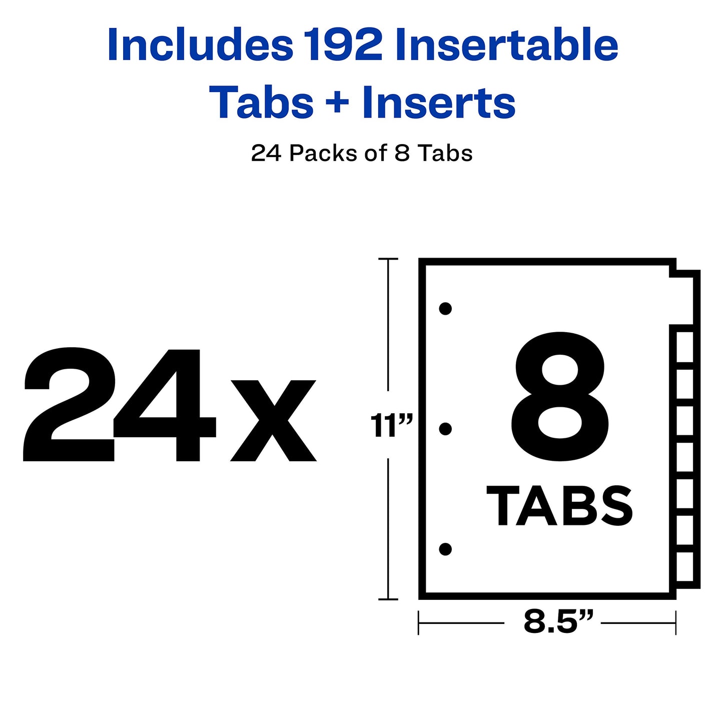 Avery Big Tab Insertable Dividers for 3 Ring Binders, 8-Tab Set, Buff Paper, Clear Tabs, 48 Sets of 11112 (11115)