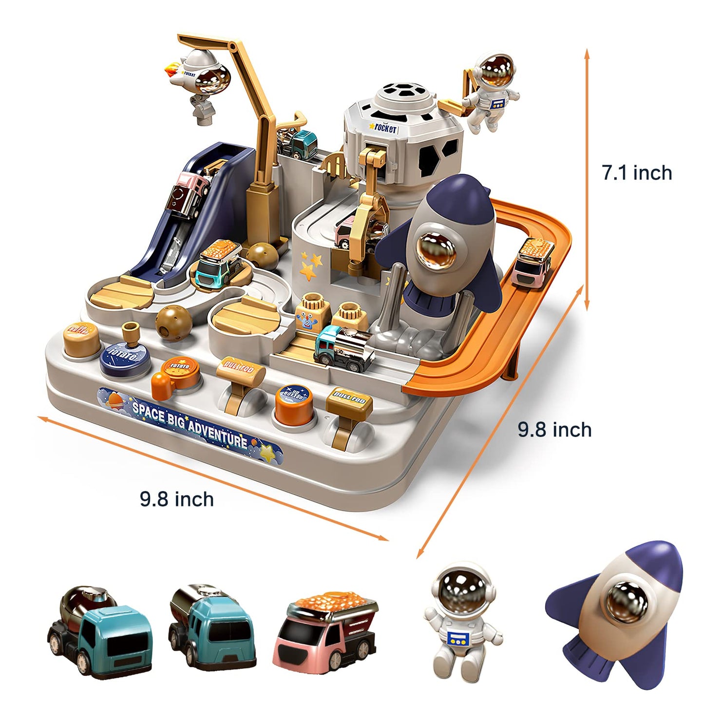 Mostop Kids Race Track Game Car Adventure Toy for 3 4 5 6 7 Years Old Boys Girls, Spaceship Puzzle Rail Track City Rescue Playset Magnet Toy Educational Learning Toddler Race Track with 3 Mini Cars
