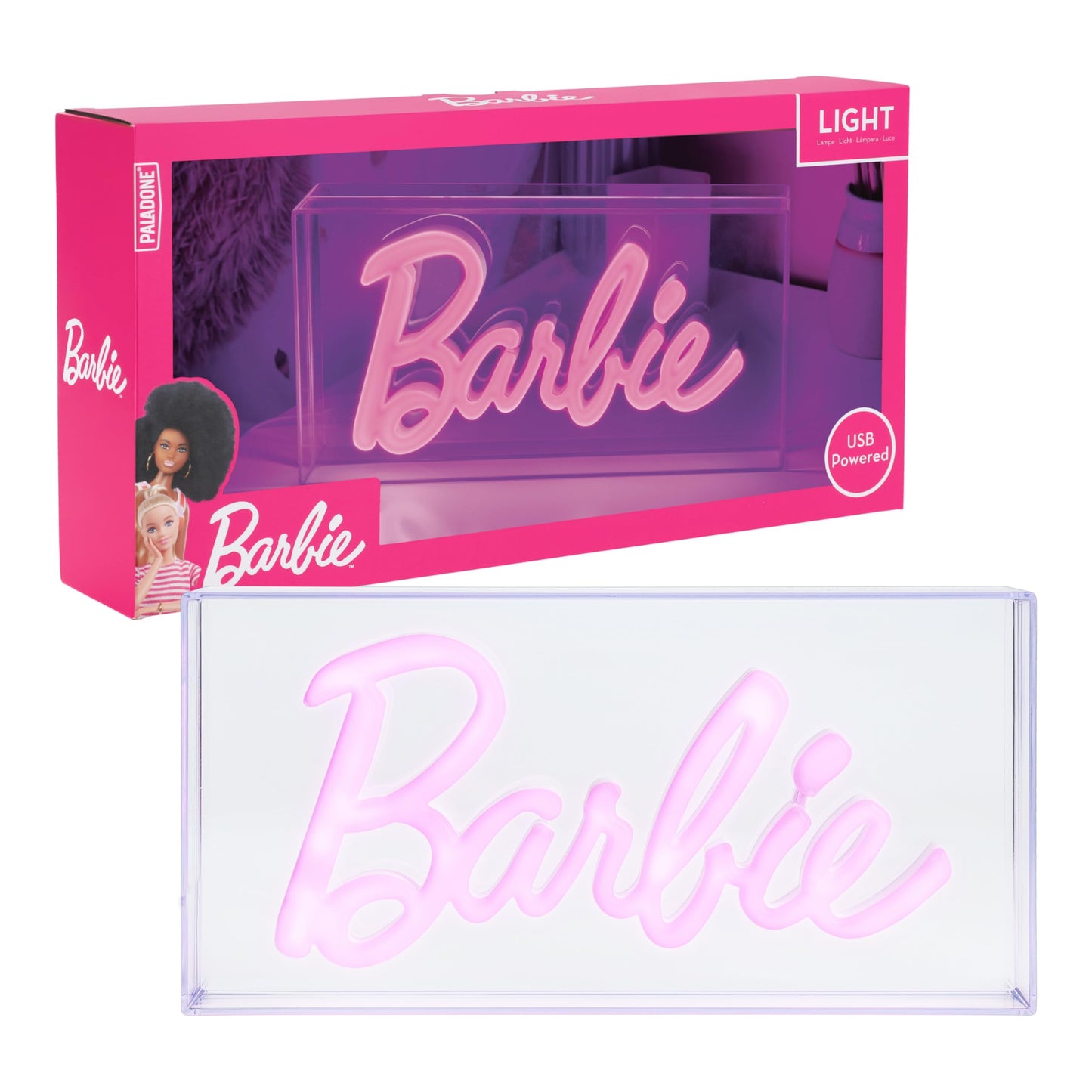 Paladone Barbie Logo LED Neon Pink Sign, Officially Licensed Barbie Merchandise and Room Decor