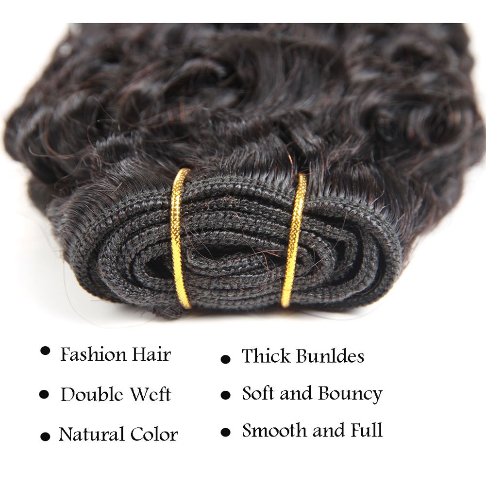 Brazilian Curly Bundles Human Hair Brazilian Kinky Curly Weave 4 Bundles Human Hair 100% Unprocessed Brazilian Virgin Human hair Natural Color (Curly Bundles, 4x10 Inch)