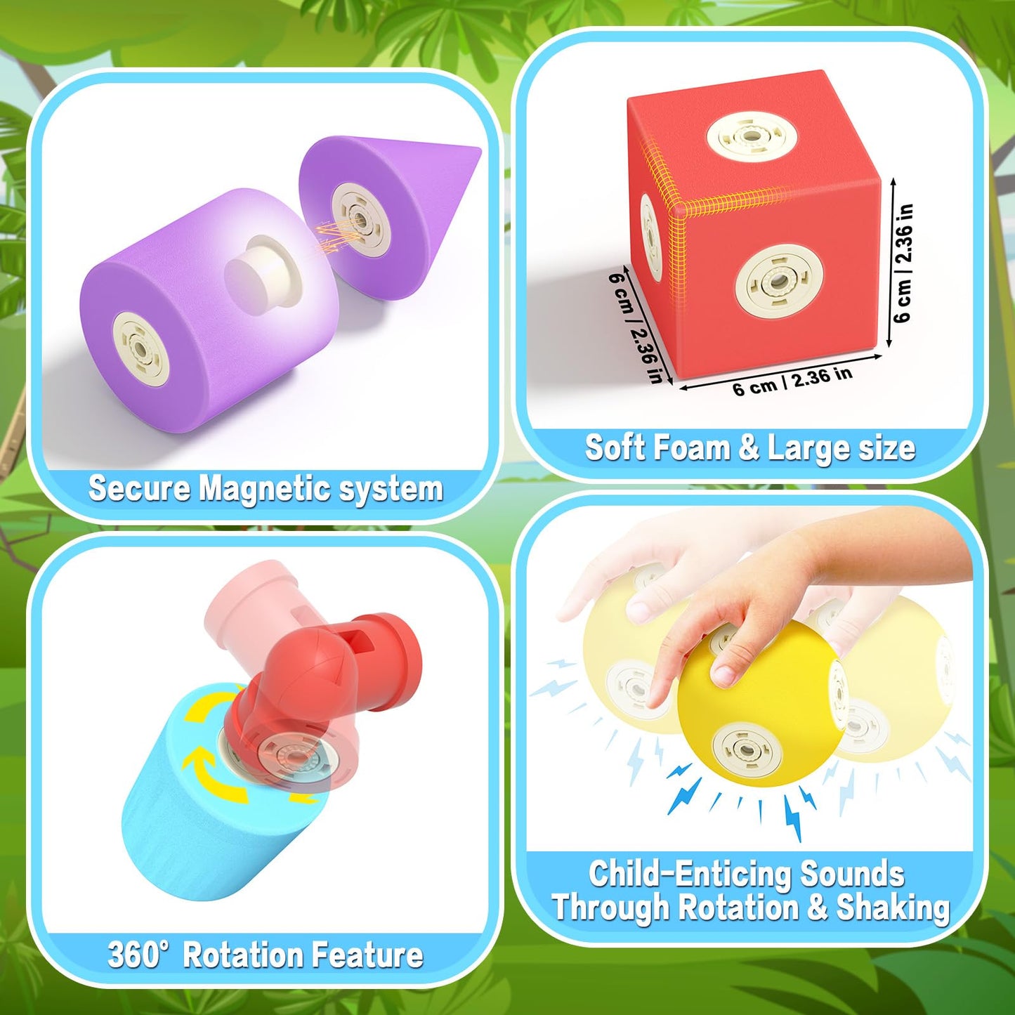 Lamvol Foam Magnetic Blocks, Sensory Bath Toys Building Blocks for Toddlers 1-3, Travel Outdoor Preschool Montessori Toys for Kids Ages 1-3, Gift for 3+ Year Old Boys and Girls