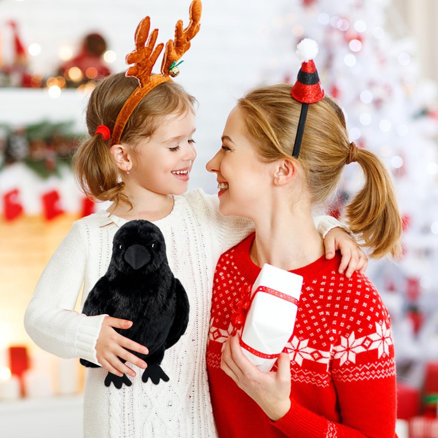 FestiGlow 2 PCS Realistic Crow Plush,Black Crow Stuffed Animal Plush, Realistic Raven Prop, Soft Little Bird Raven Stuffed Doll for Christmas Birthday Gifts Halloween Party Home Decor 9.84