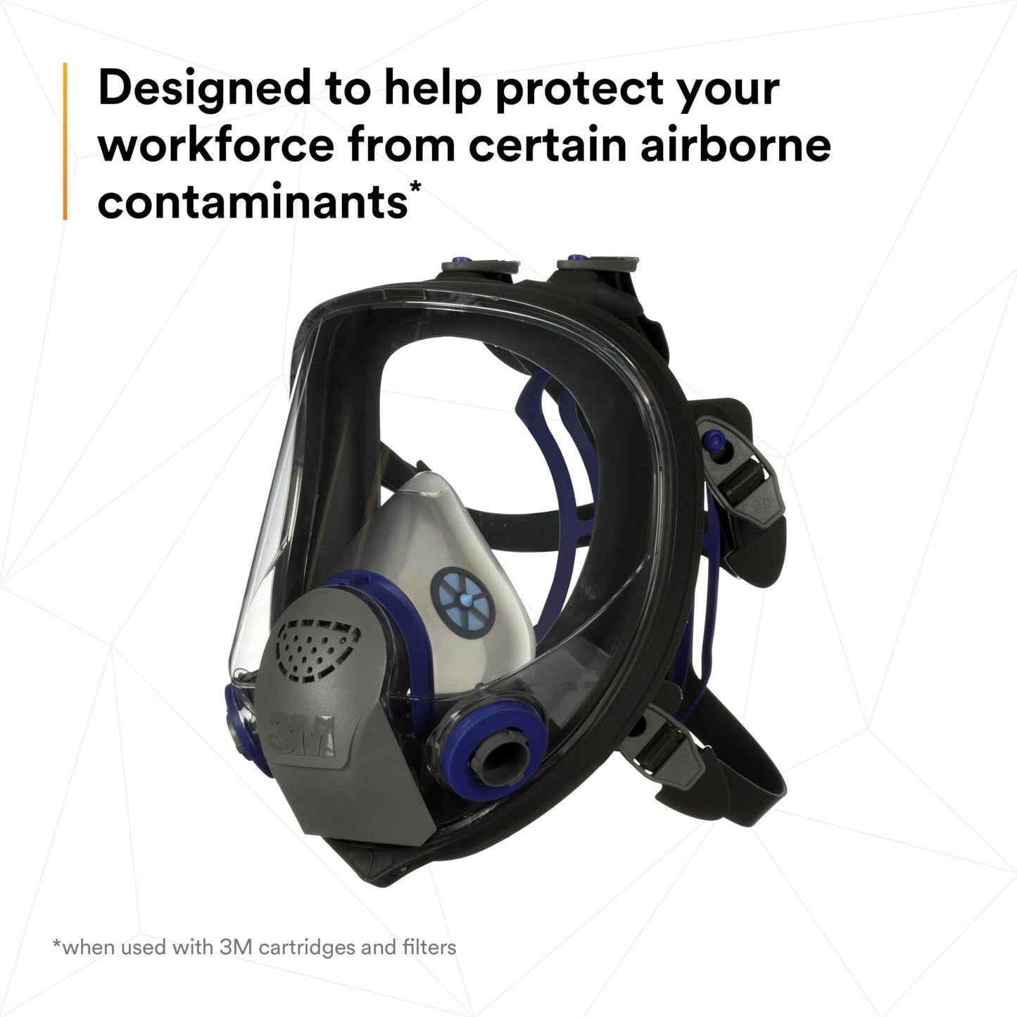 3M Ultimate FX Full Facepiece Reusable Respirator, FF-403, NIOSH, ANSI, Six-Strap Harness for a Secure Comfortable Fit, Cool Flow Valve, Passive Speaking Diaphragm, Large