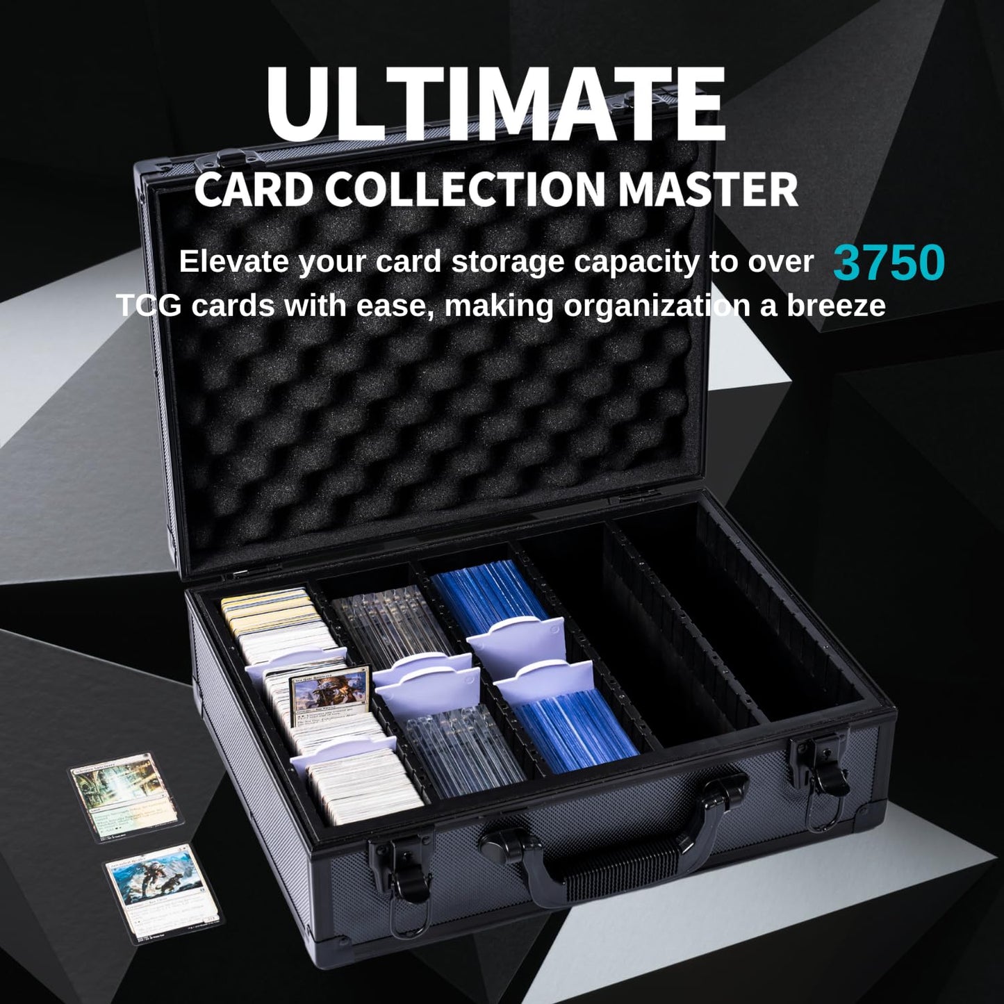 KUOOKING Premium Trading Card Storage Box Holds 3750 Cards with Adjustable Dividers and Durable Acid-Free Plastic, Ideal for MTG, TCG, Sports Cards