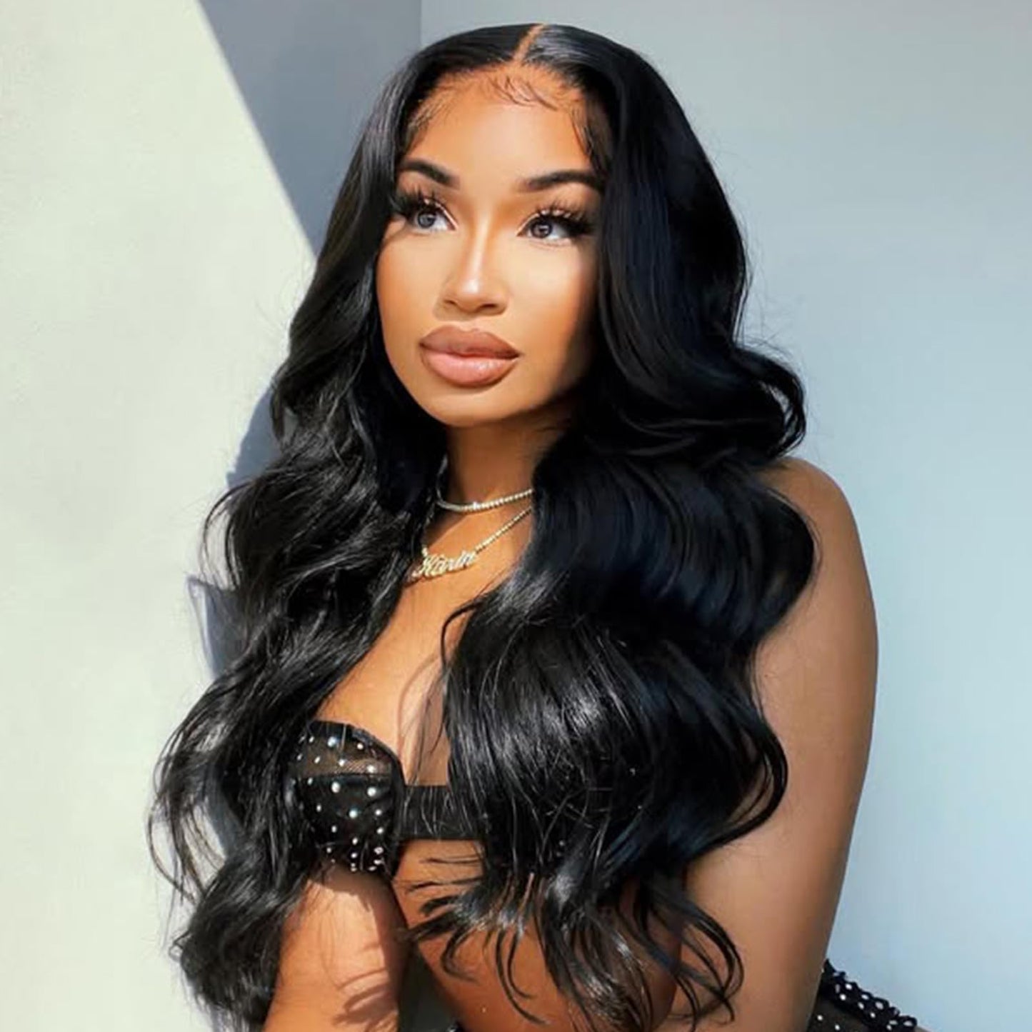 WIGNEE U Part Human Hair Body Wave Wig 100% Unprocessed 12A Grade Brazilian Virgin Human Hair Clip in V Part Body Wave Wigs for Black Women Human Hair Glueless 18 Inch Black Curly Human Hair Wig