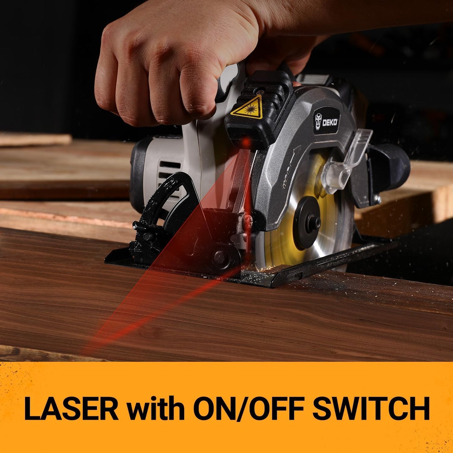 DEKOPRO 20V Cordless Circular Saw, 6-1/2-Inch Blade, 4500 RPM Circular Saw Cordless with 2 Battery and Charger（ 4.0Ah ）