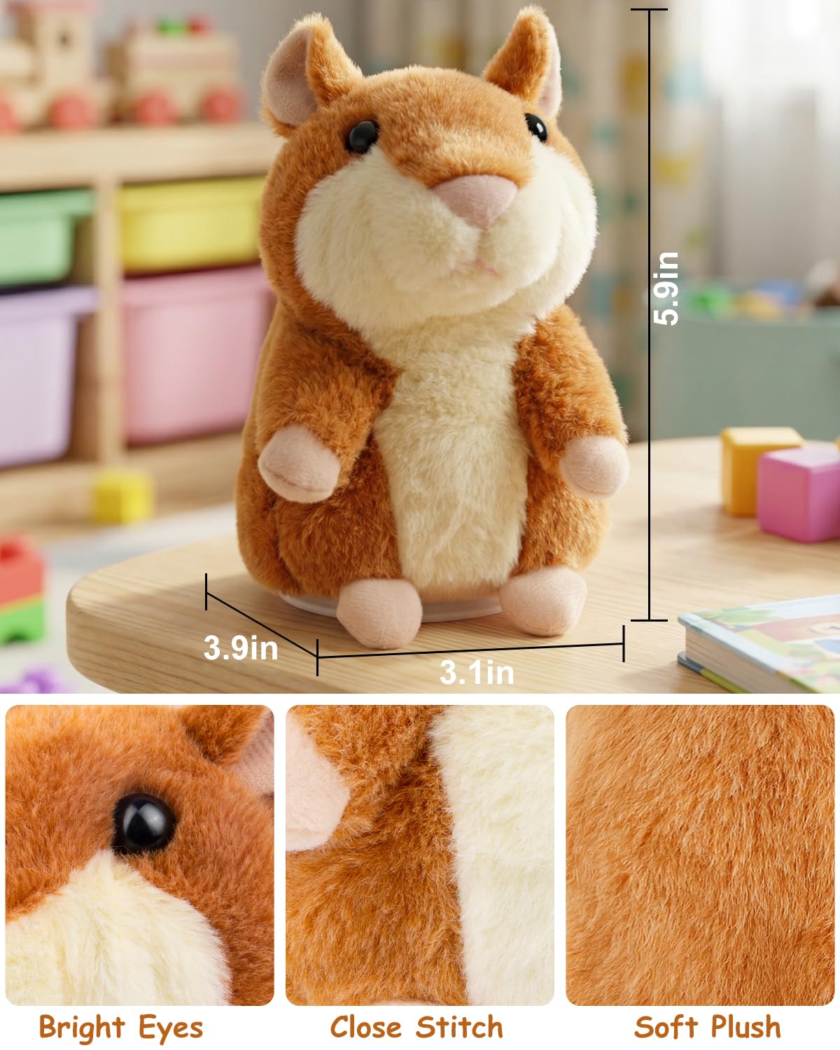 Ayeboovi Toddler Toys Talking Hamster Repeats What You Say Interactive Plush for Babies Interactive Games Birthday Gifts for Kids Boys Girls Ages 3 4 5 6
