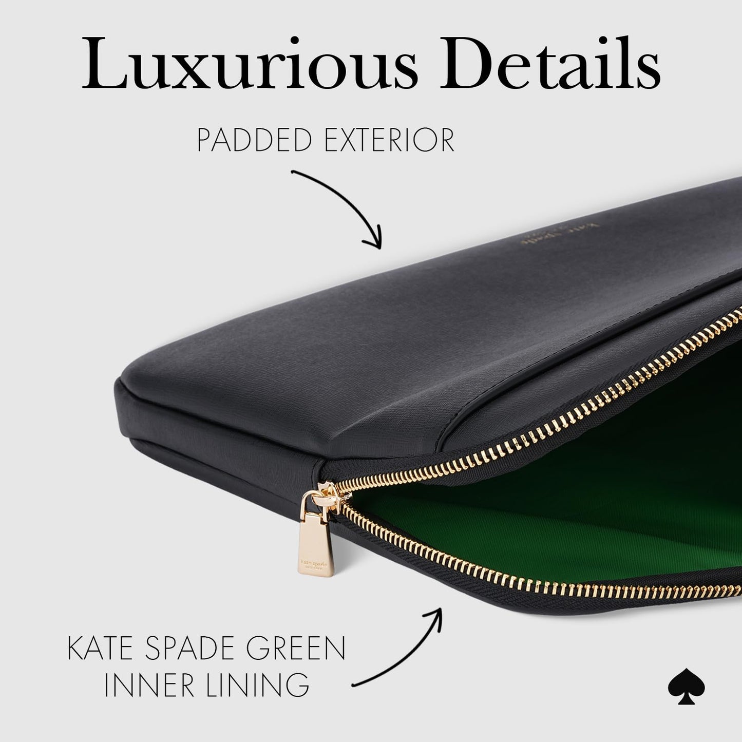 kate spade new york Saffiano Laptop Sleeve 14 Inch - Black - Compatible with All MacBook M Series Devices up to 14 Inch