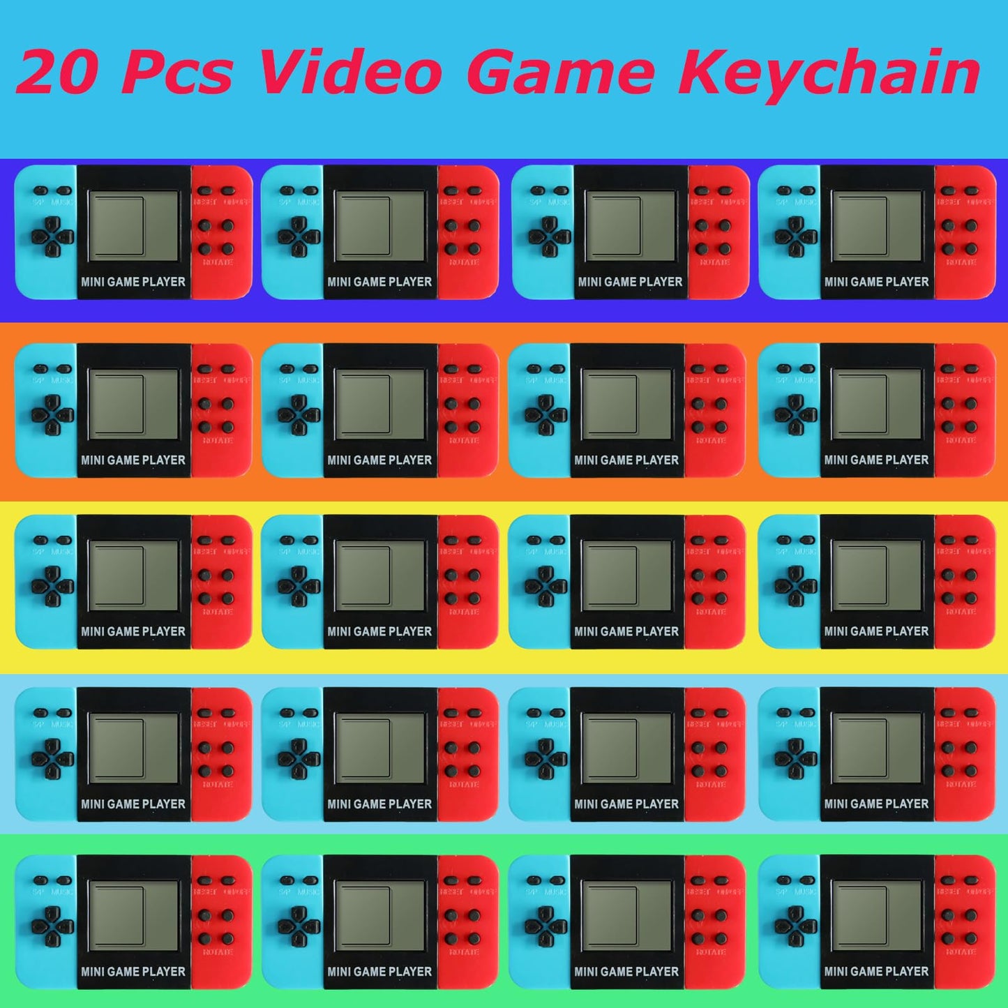 APZ 20 Video Game Party Favors for Kids,Video Game Keychain Party Birthday Supplies,Goodies Bags Stuffer,Carnival Prizes,Treasure Box Toys