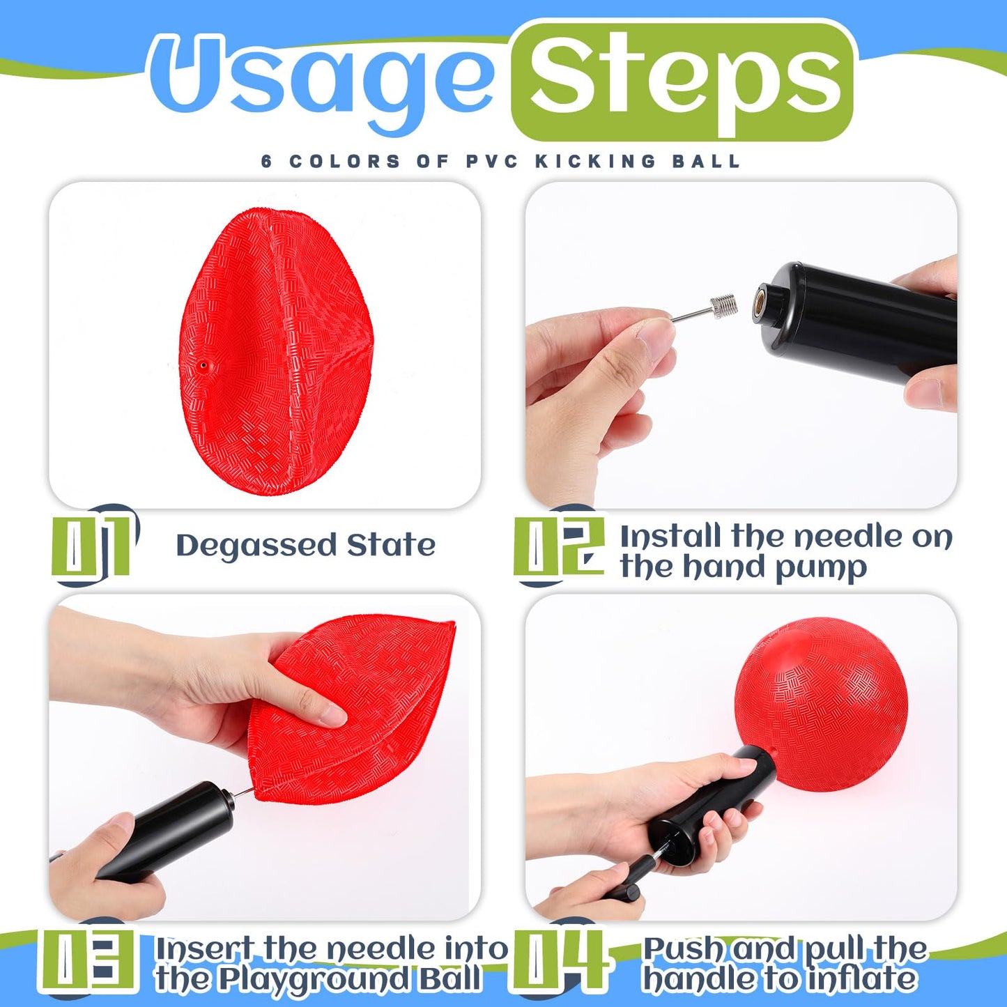 Hiboom 12 Pcs Playground Balls 5 Inch Dodgeball Playground Balls Kick Outdoor Inflatable with 1 Pcs Hand Pump for Adults Yoga Exercise Gym Schoolyard(Multi Color)