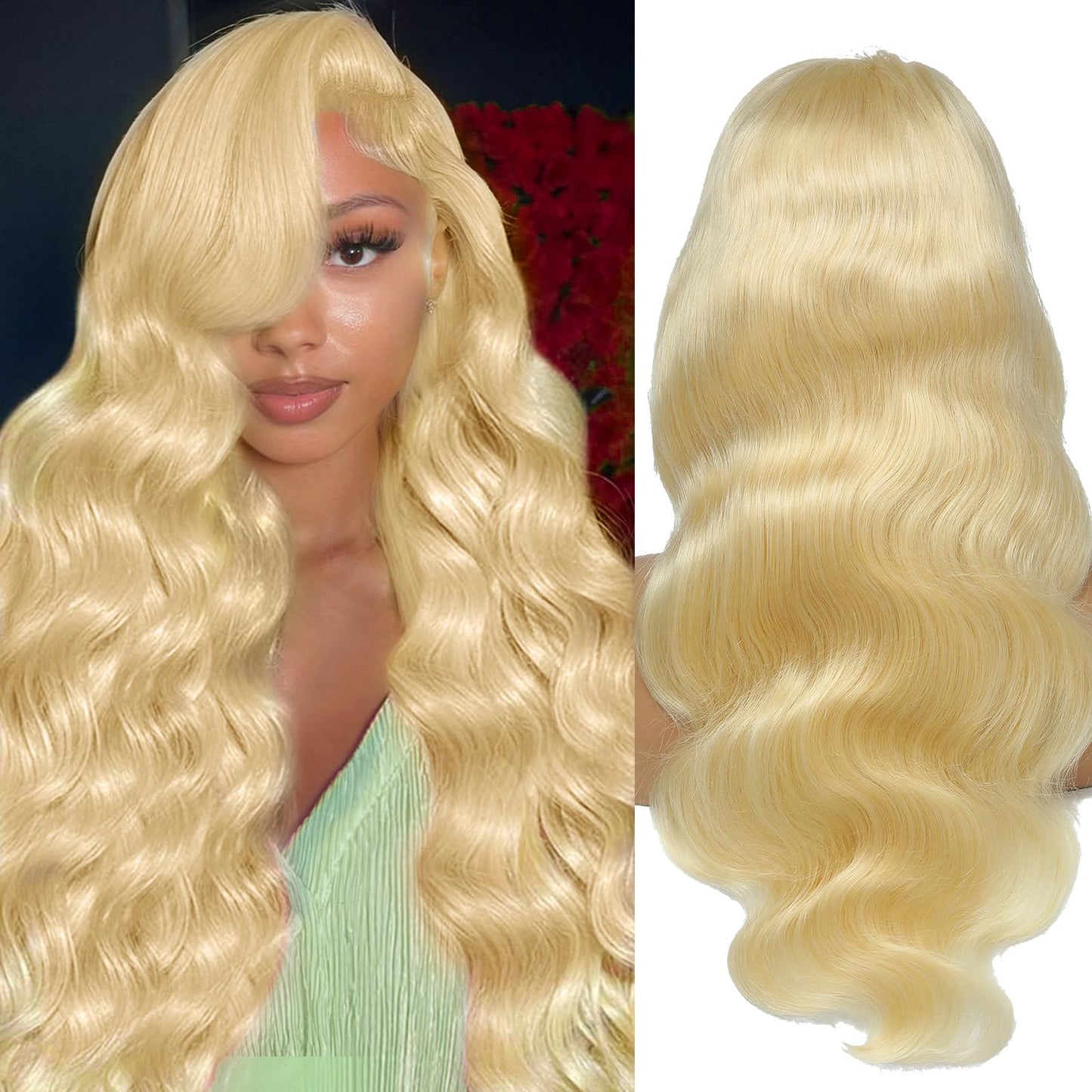 NKMR 613 13x6 Lace Front Wig Human Hair Blonde Wig Human Hair 180 Density HD Transparent Body Wave Lace Front Wigs Pre Plucked with Baby Hair(28Inch)