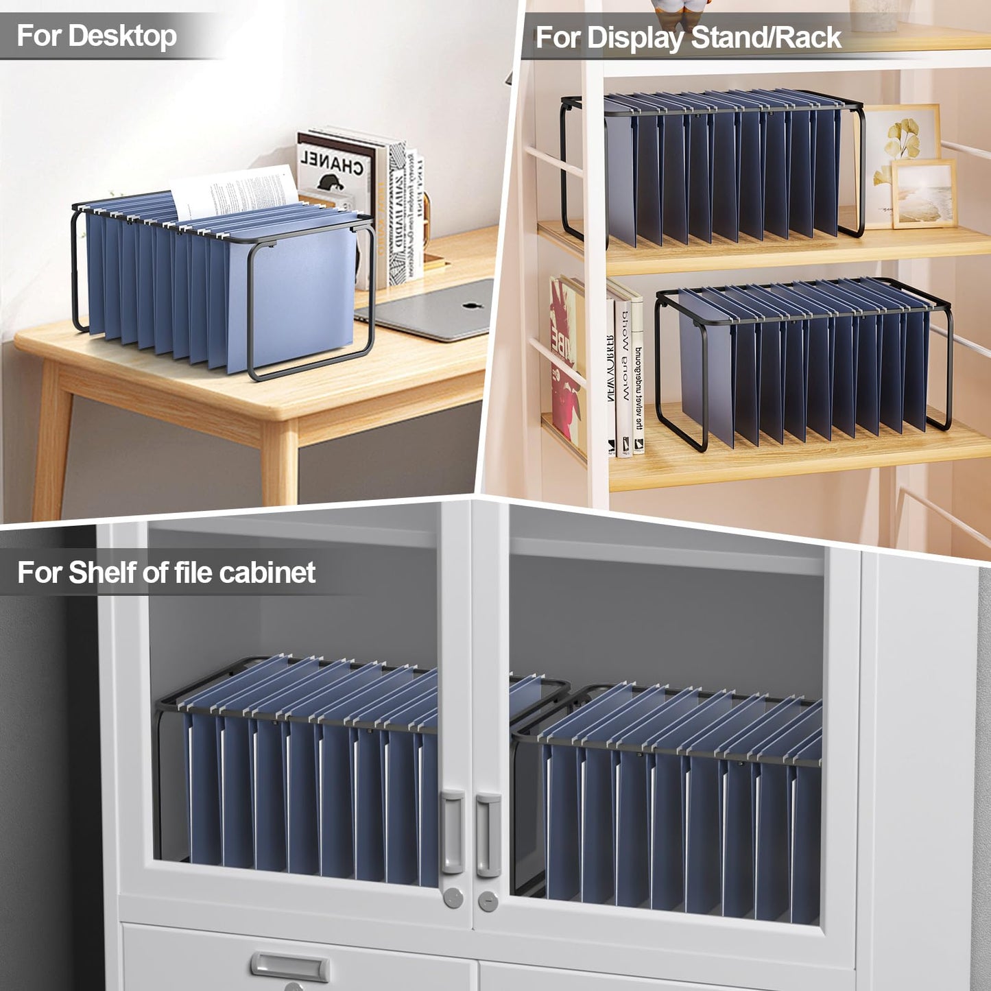 TOPCJ Legal/Letter Size Hanging File Folder Frame,Adjustable 16 to 25 inches,Heavy Duty Steel File Cabinet/Drawer Organizer Insert,Hanging Folder Holder for Desktop,12.598" W X 9.45" H,2 Packs