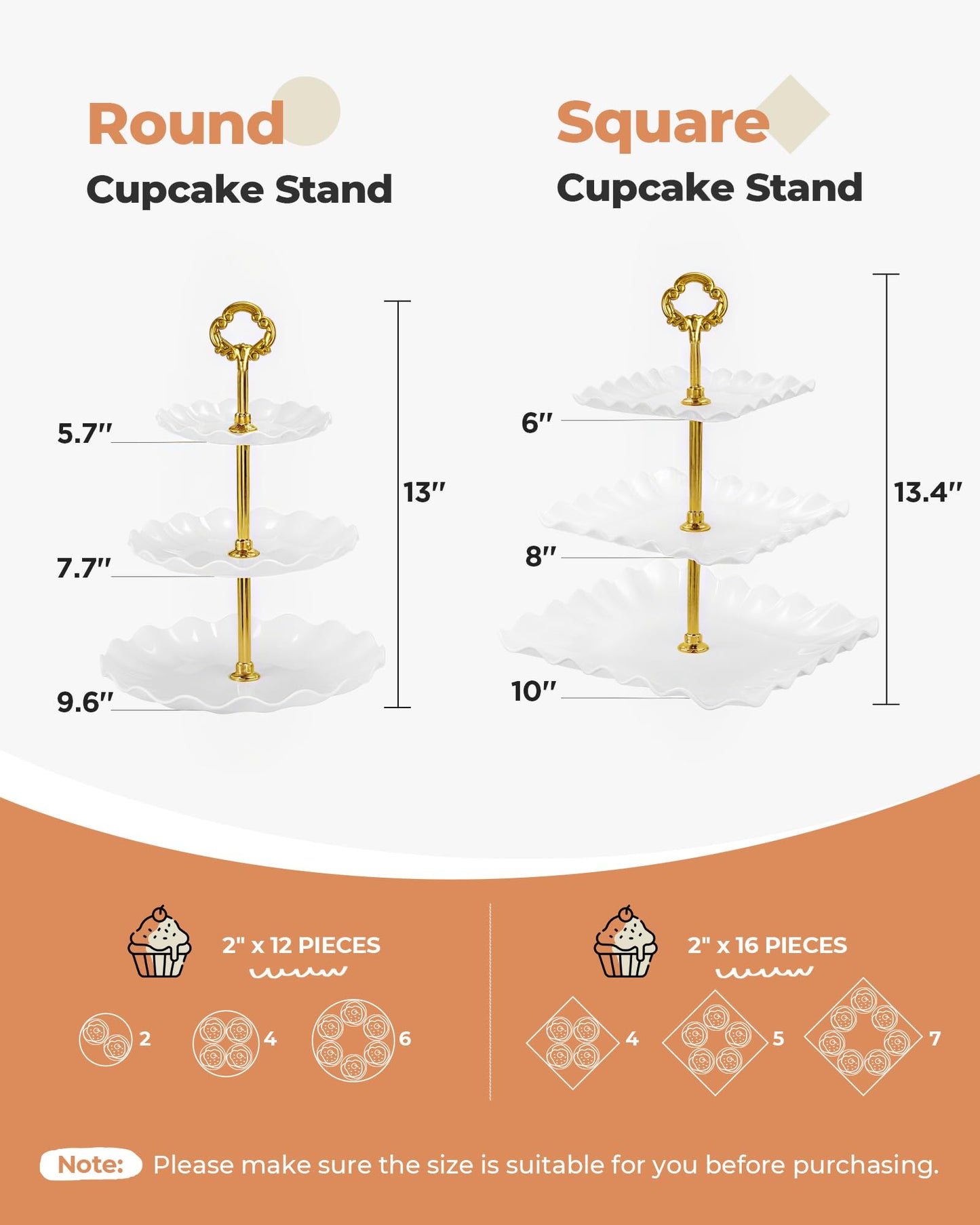 Kootek Dessert Cupcake Stand, 10pcs Dessert Table Display Set, 3 Tiered Cup Cake Holder Tower Stand Riser& Cookie Serving Trays for Wedding, Tea Party, Birthday, Baby Shower