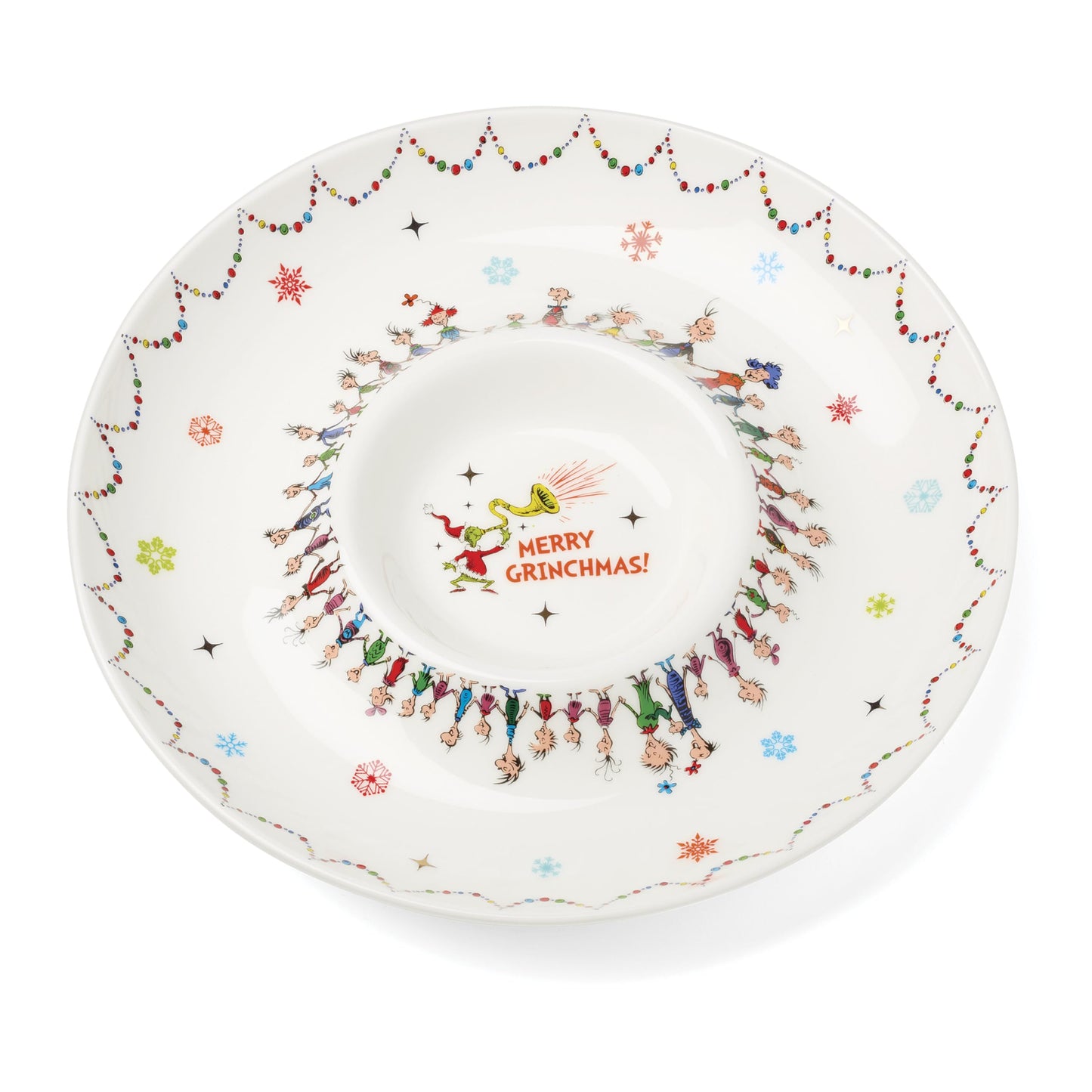 Lenox 898096 Merry Grinchmas Chip & Dip Bowl, Christmas Dishes, Festive Holiday Serveware