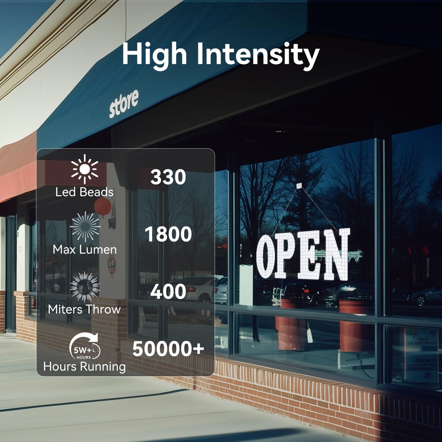 30"x10" Large LED Open Signs for Business Super Bright Unique Design White Open Sign with Hanging Installation for Window Stores Bar Hotel Retail Shops Salon Restaurant Office