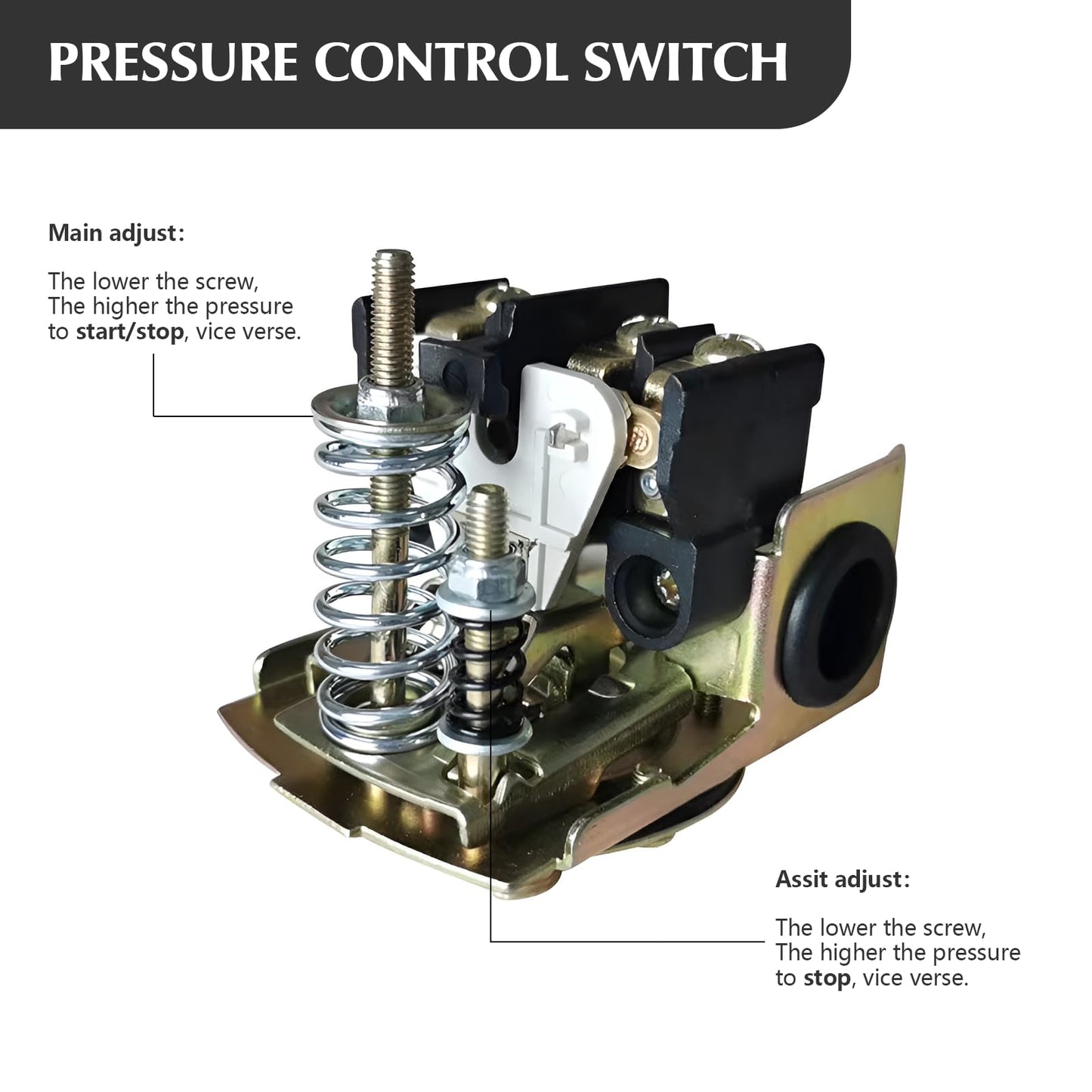 Pressure Tank Tee Kit 1"x 11" with 40-60psi Well Pressure Switch and Pressure Gauge Water Pressure Tank Kit, Brass, fit Most Tanks with Diameters up to 16"