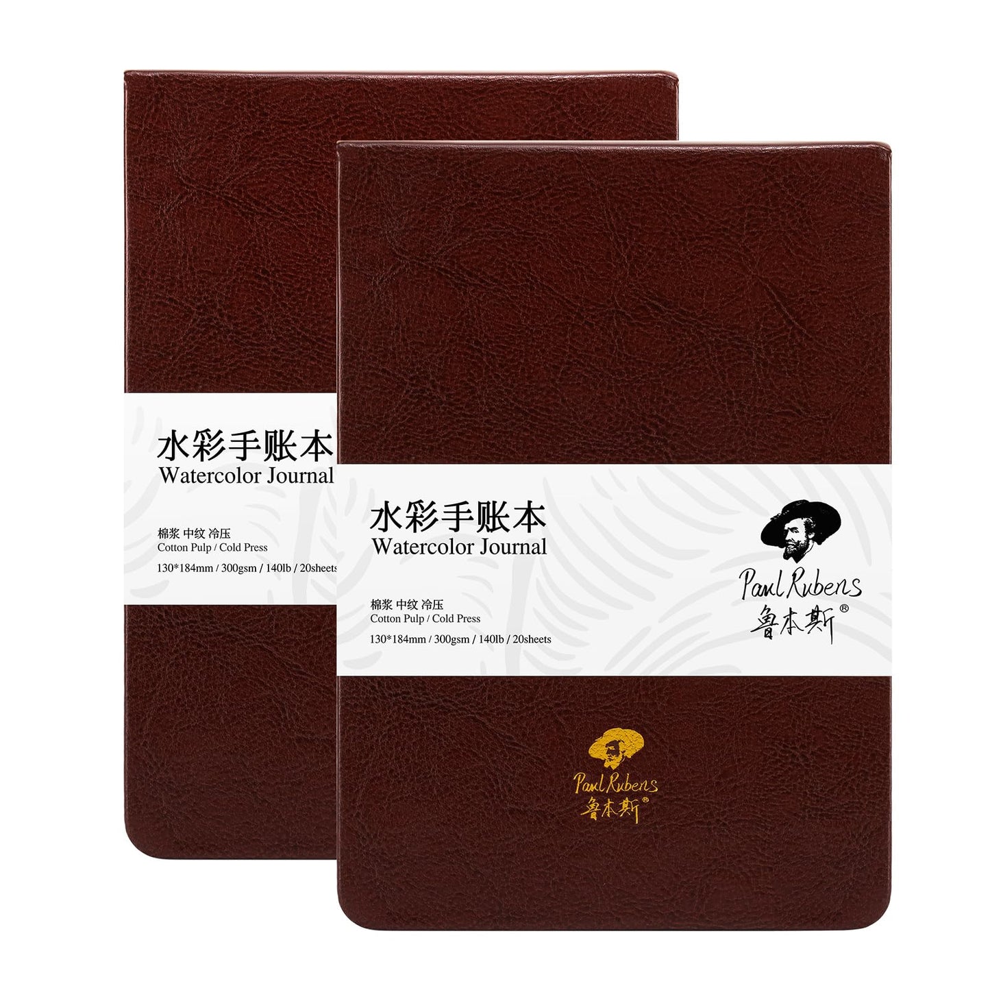 Paul Rubens Watercolor Journal,2 Pack 40 Sheets 100% Cotton Acid-Free Cold Press Watercolor Sketchbook 7.24 * 5.12 Inches, 140lb/300gsm for Watercolors, Gouache, Acrylics