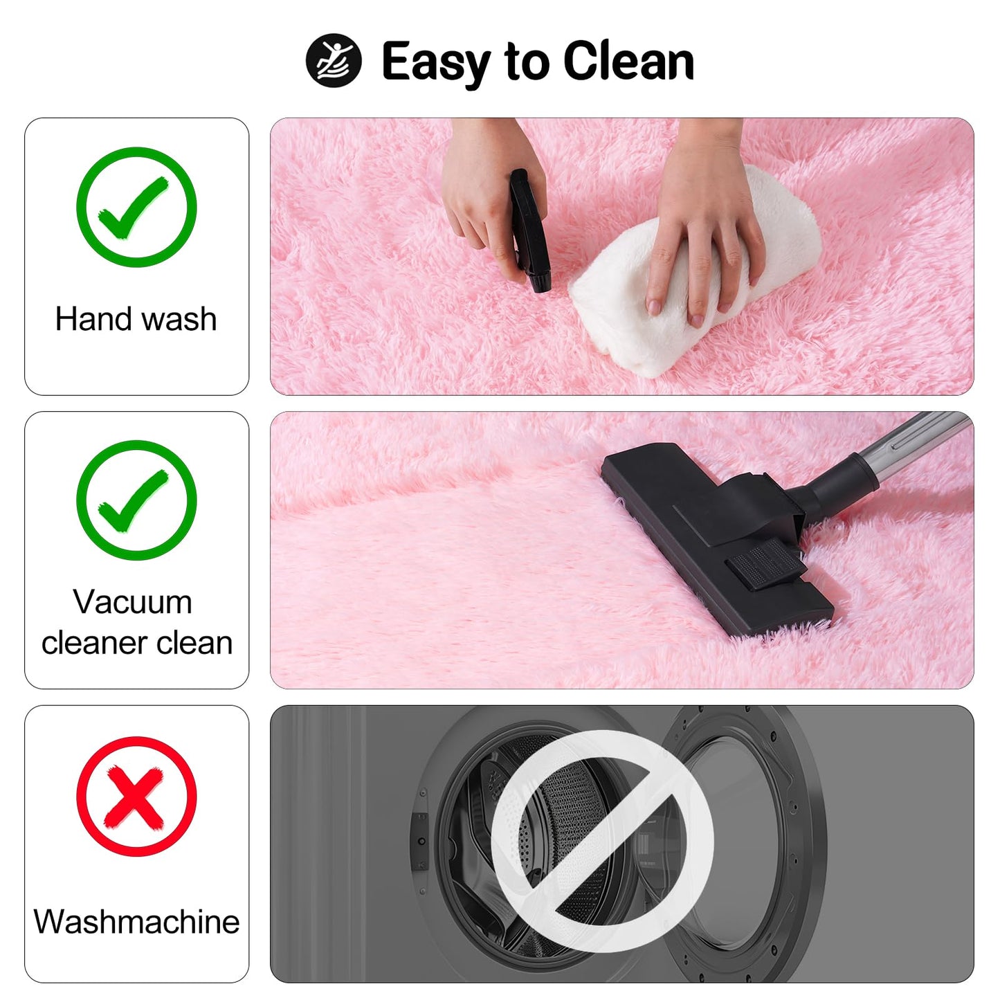 qulint 8x10 Area Rugs for Living Room, Large Fluffy Pink Rug for Bedroom, Soft Shag Shaggy Fuzzy Carpets for Boys and Girls, Modern Alfombras for Kid Room Dorm Room Home Decor (8ft x 10ft, Pink)
