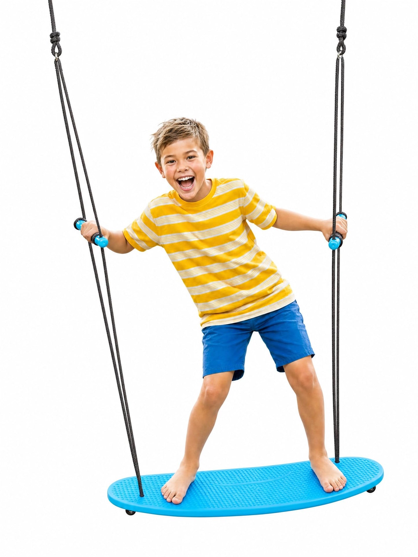 Swurfer Kick Stand Up Surfing Tree Swing Outdoor Swings for Kids Up to 200 Lbs - Hang from Up to 10 Feet High - Includes 24" SwingBoard, UV Resistant Rope, & Handles