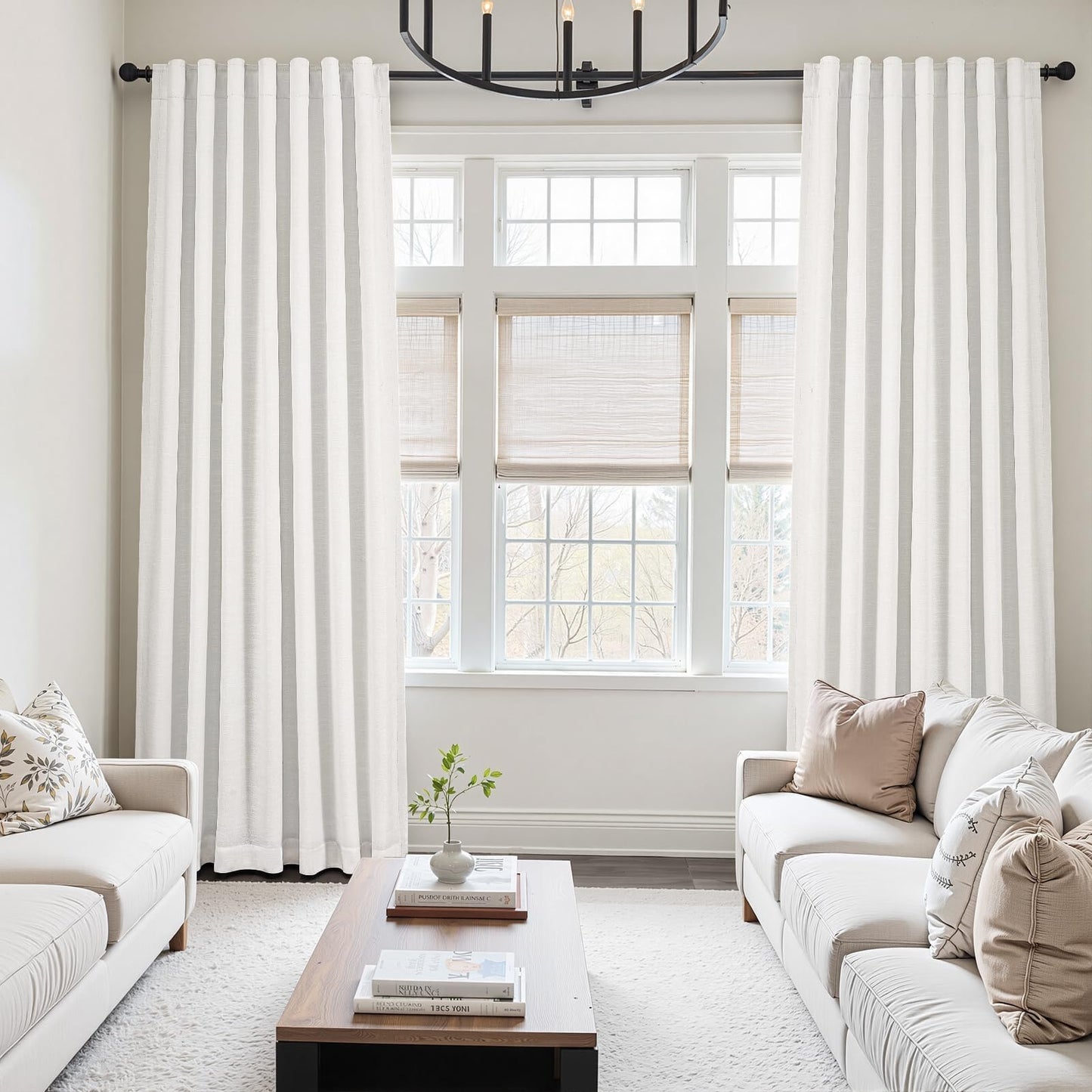 Topfinel 84 Inch Long Natural Blackout Curtains White Linen Panels, Farmhouse Back Tab Pinch Pleated Drapes for Track System,Neutral Linen Ambiance & Privacy Drapes Natural 52" W*84" L