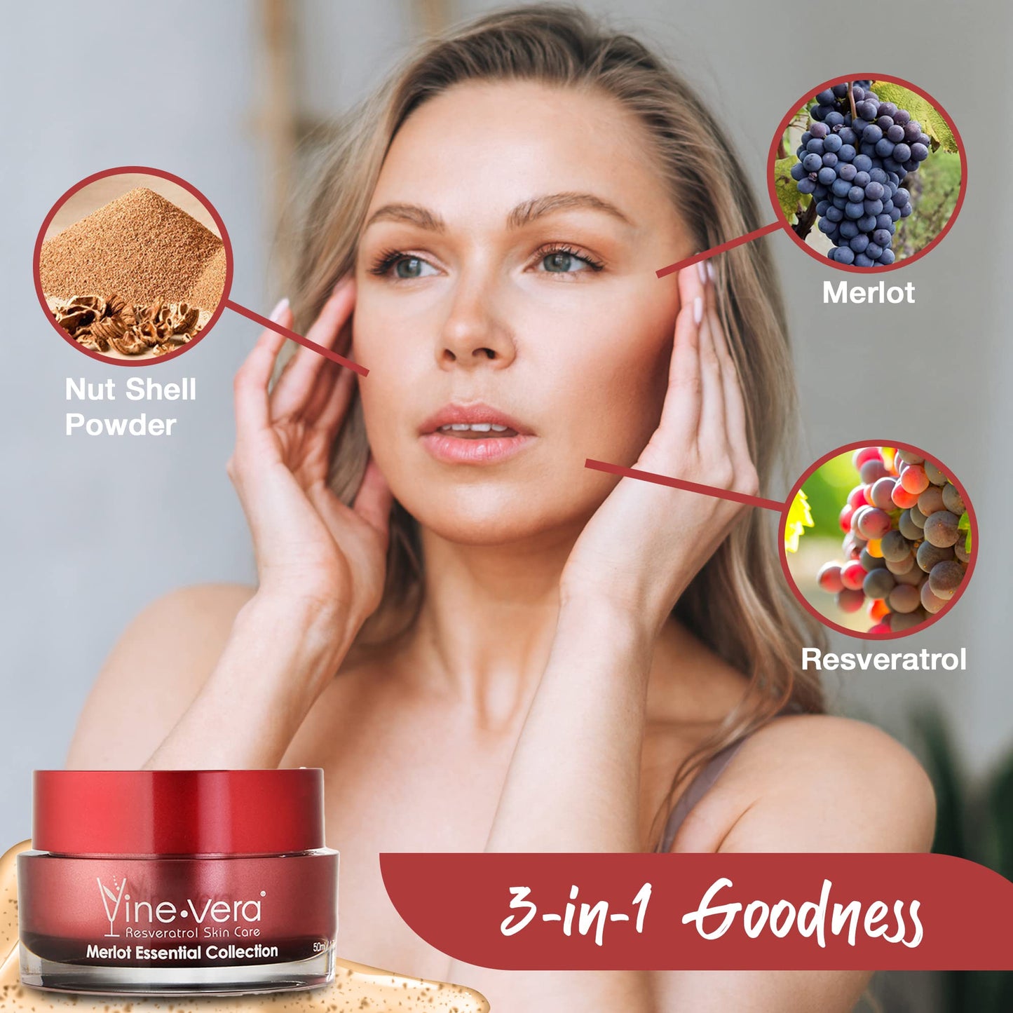 Vine Vera Merlot Peeling Gel - Face Scrub Peel to Gently Exfoliate Skin - Vine Vera Products for All Skin Types - Resveratrol Skin Care Products from the Vine Vera Collection - 50 Ml / 1.69 Fl Oz.