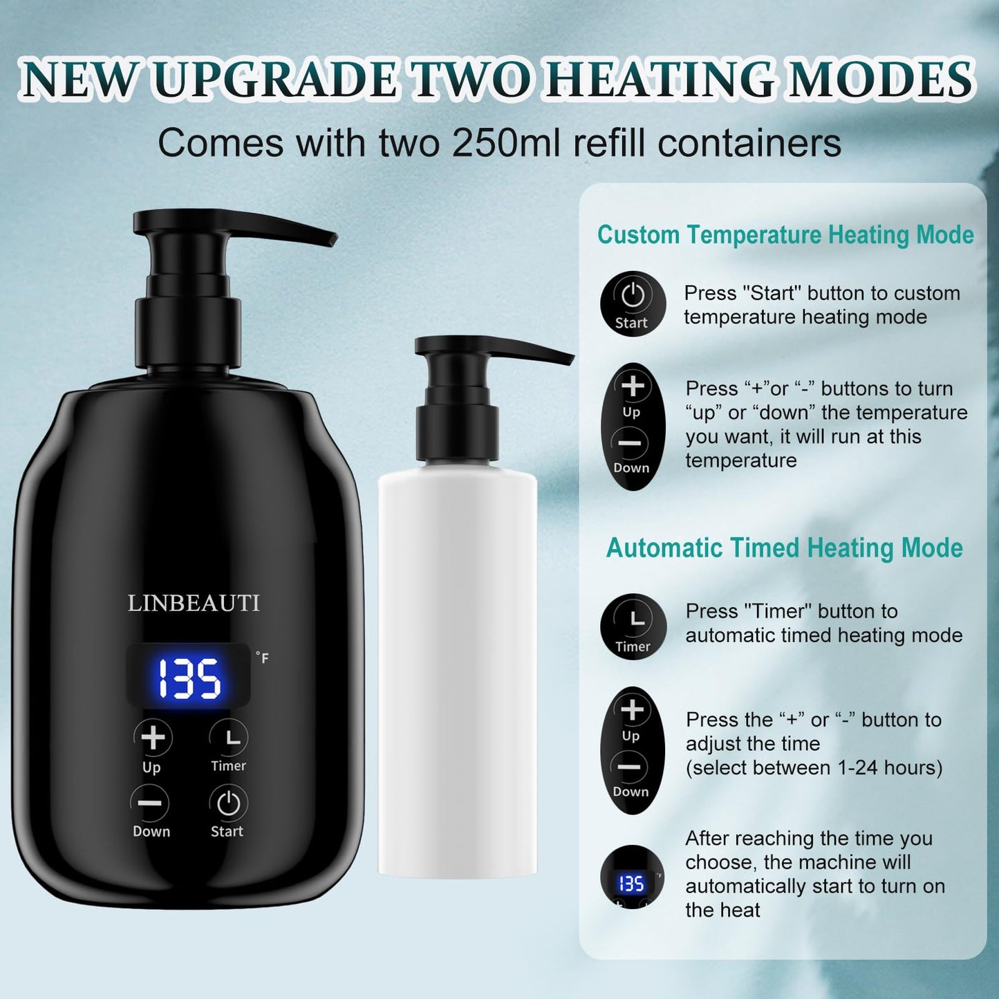 Massage Oil Warmer with Two Oil Bottle Dispenser, Lotion Bottle Warmer Dispenser Heater, Smart Touch Key Electric Warm Lotion Dispenser, Lube Gel Cream Warmer for Home Pro Salon Spa Massage