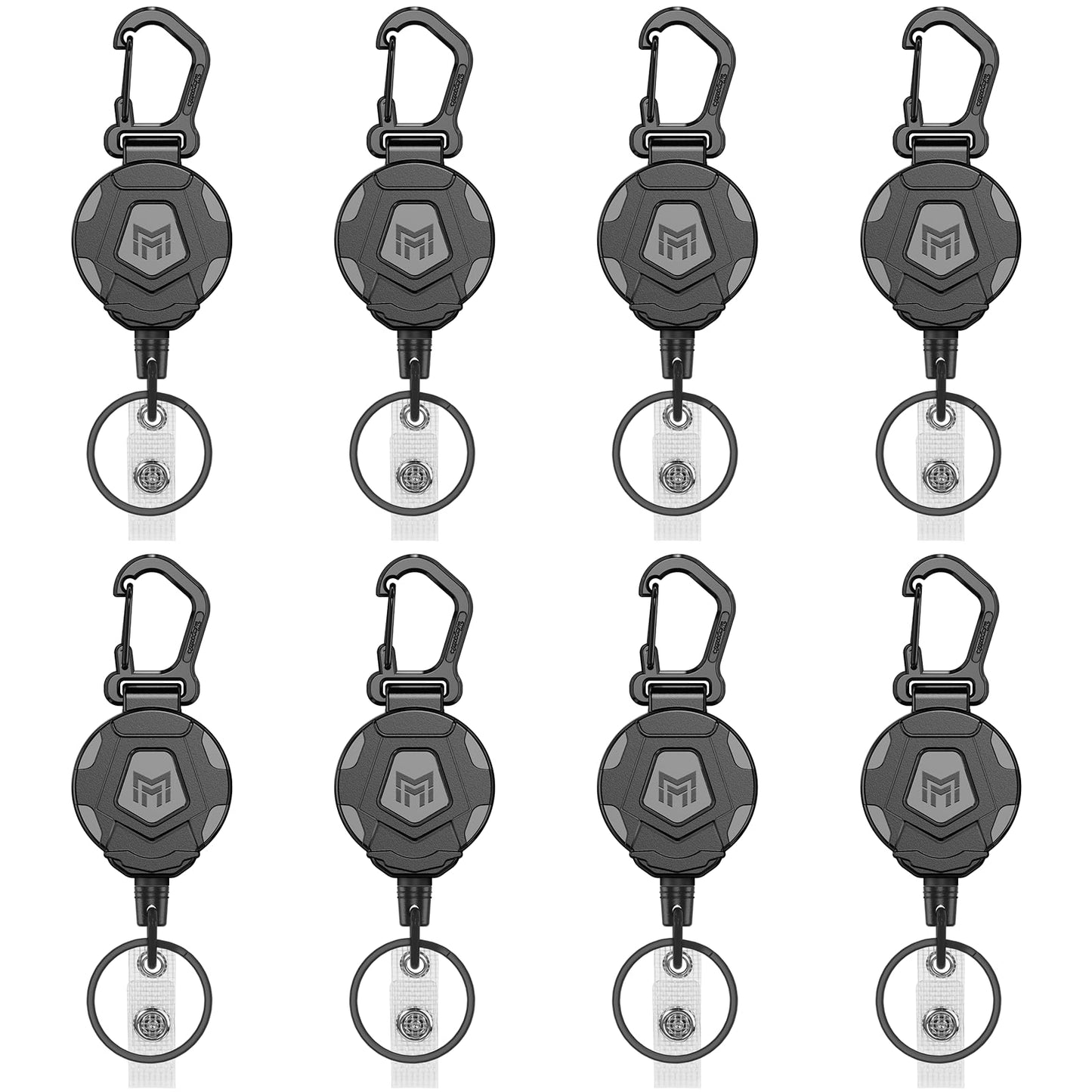 MNGARISTA 8-Pack Retractable Keychain, Heavy Duty Carabiner Badge Holder, Tactical ID Badge Reel with 31.5” Steel Retractable Cord, 8.0 oz