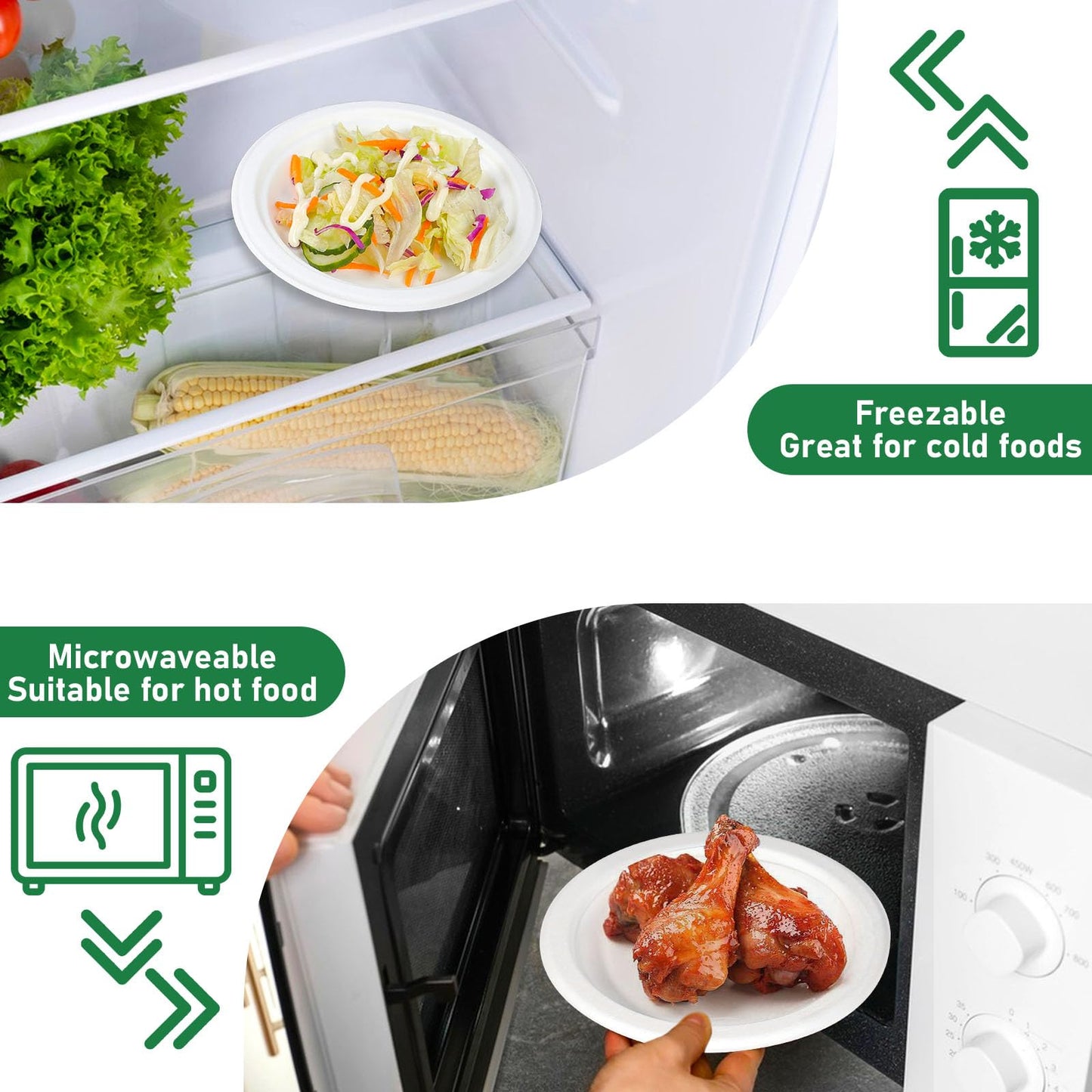 Uniecocus Small Plates Disposable, 6 Inch Paper Plates Bulk Heavy Duty, Compostable, White, 500 Count