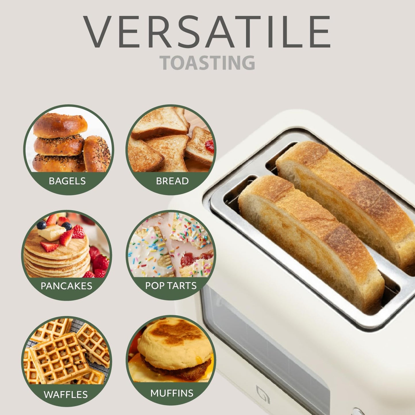 WILLOW Eco Series 2 Slice Toaster with Clear-View Window, 6 Shade Settings, 900W Retro Toaster with Extra Wide Slots, Bagel, Cancel, & Defrost Buttons, Toasters 2 Slice w Crumb Tray for Easy Cleanups