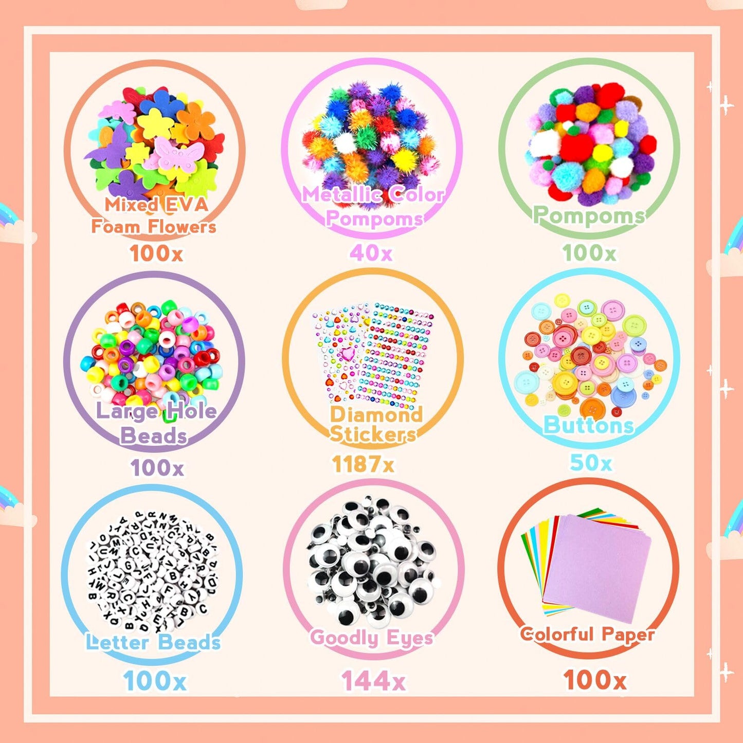 Arts and Crafts Supplies for Kids - 3000Pcs Craft Kit with Pipe Cleaners Crafts for Kids All in Art Crafting Box DIY School Supplies Materials Set Toys Gifts for Girls Boys Age 4 5 6 7 8 9 10 11 & 12