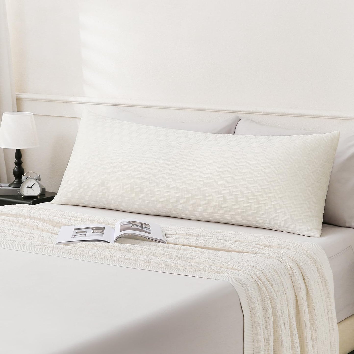 Oubonun Full Body Pillow for Adults, Soft and Fluffy Large Body Pillow for Sleeping, Premium Long Bed Pillow for Side Sleepers(21x54,Cream)