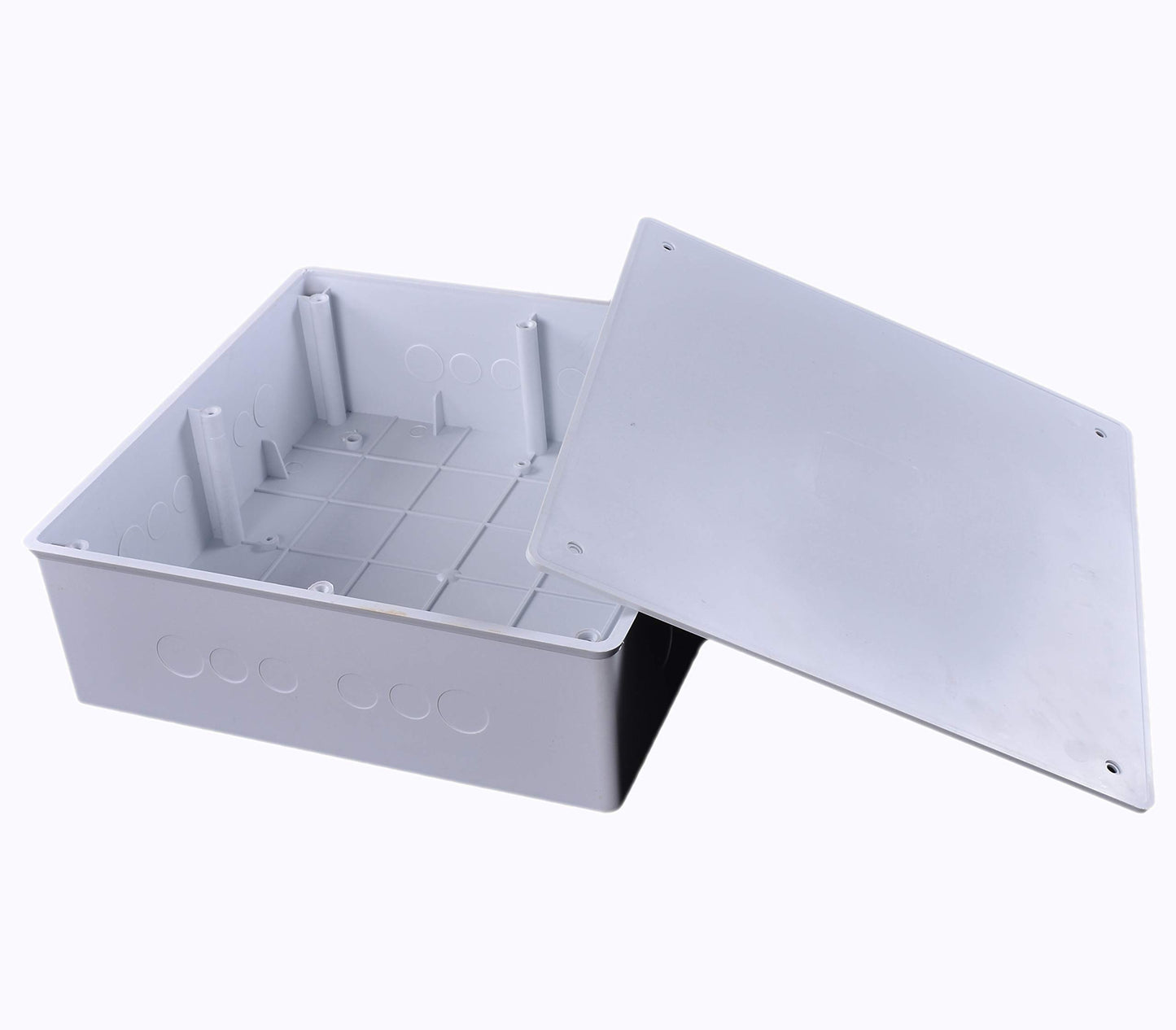 DJC Supply Co. 12" x 12" x 3" PVC Plastic Junction Conduit Box with Pre Molded 3/4" & 1" Punch in Holes
