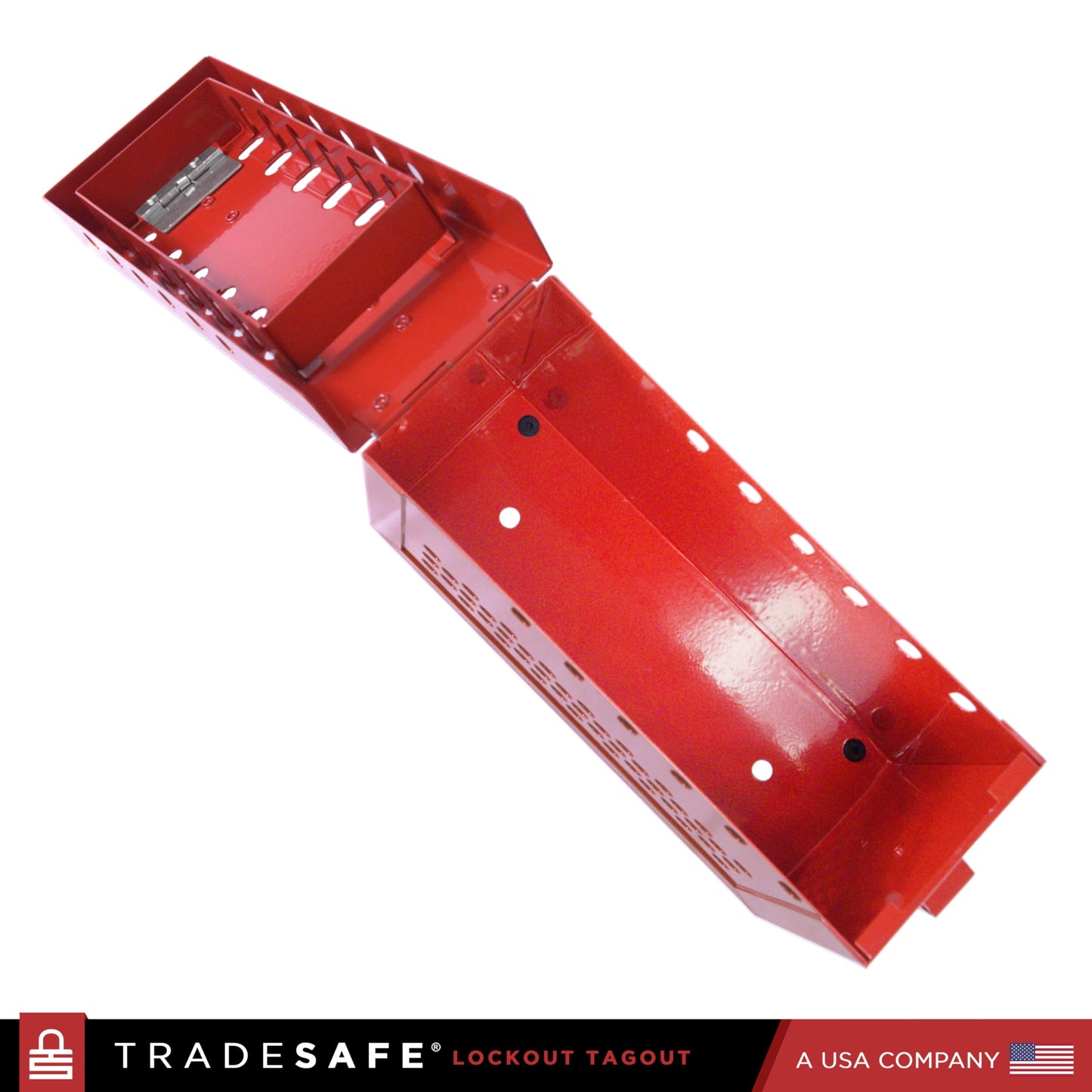 TRADESAFE Lockout Tagout Group Lock Box - Premium Loto Group Box, 18 Gauge Steel Lockout Box, Red Lock Box for OSHA Compliant Group Loto Procedures